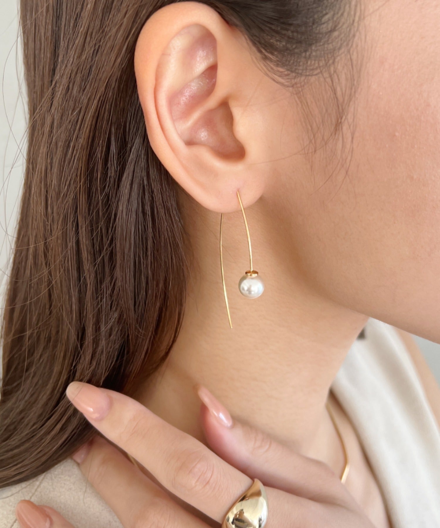 ciite' シーテ ピアス（両耳用） パールフックピアス (両耳用)