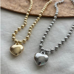 ciite' シーテ ネックレス ぷっくりメタルハート ＆ ボールチェーンネックレス