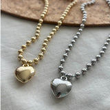 ciite' シーテ ネックレス ぷっくりメタルハート ＆ ボールチェーンネックレス