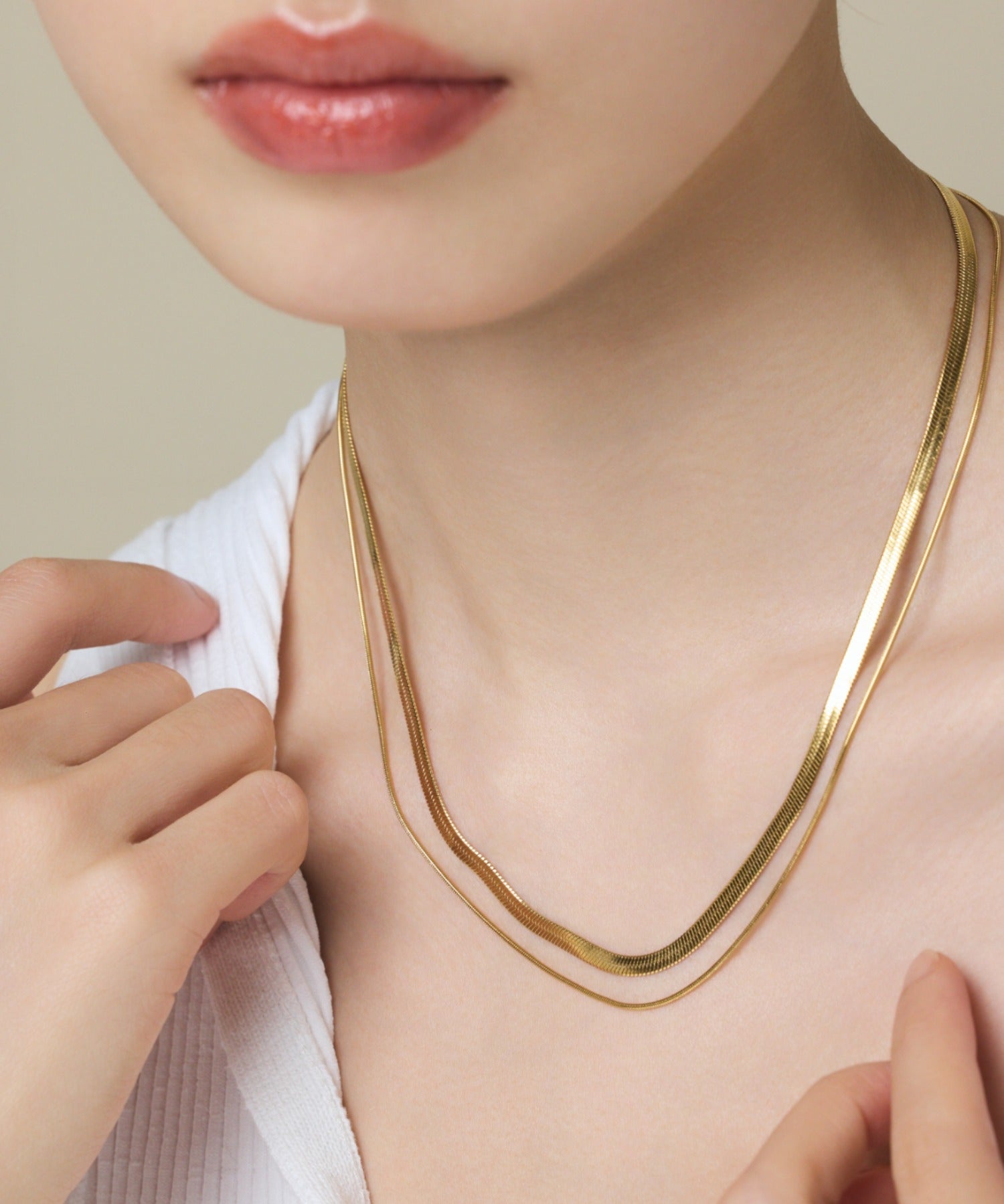 ciite' シーテ ネックレス 【 金属アレルギー対応 】 2連スネークチェーンネックレス サージカルステンレス