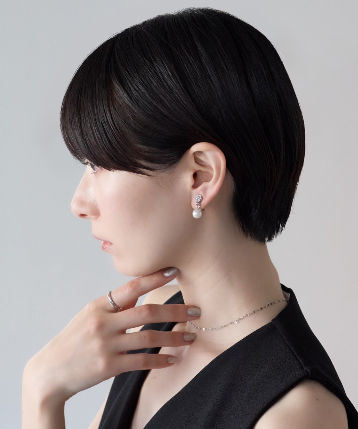 ciite' シーテ イヤリング シリコン付 デザインビジューパール イヤリング
