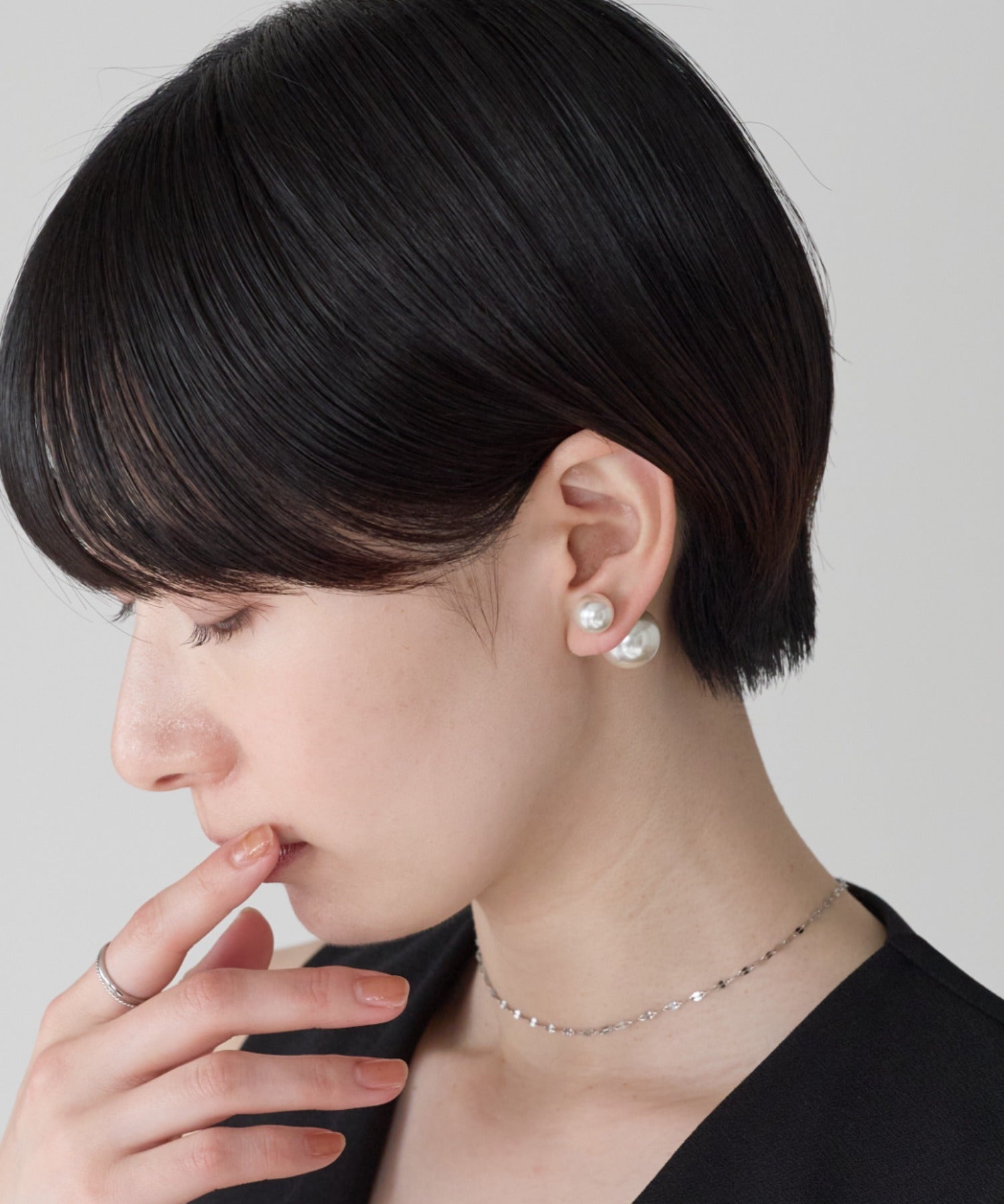 ciite' シーテ ピアス（両耳用） 2way ダブルパールピアス