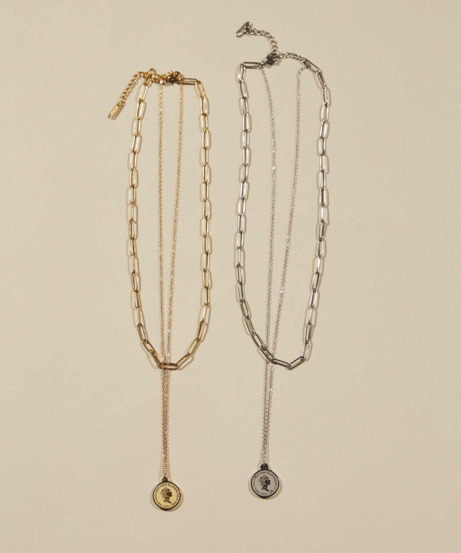 ciite' シーテ ネックレス 【 金属アレルギー対応 】 2連 エリザベス コインネックレス サージカルステンレス