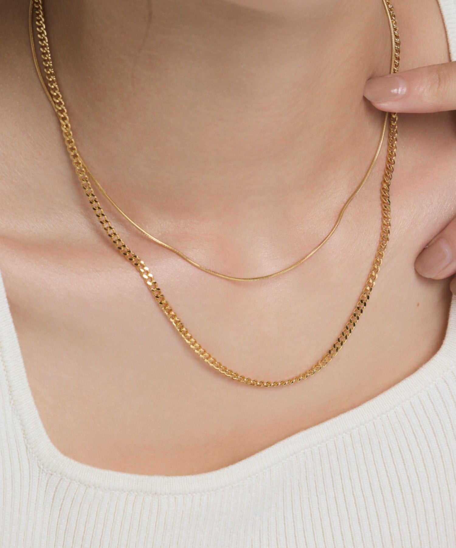 ciite' シーテ ネックレス 【 金属アレルギー対応 】 チェーンネックレス 2セット サージカルステンレス （38～43cm, 40～45cm）