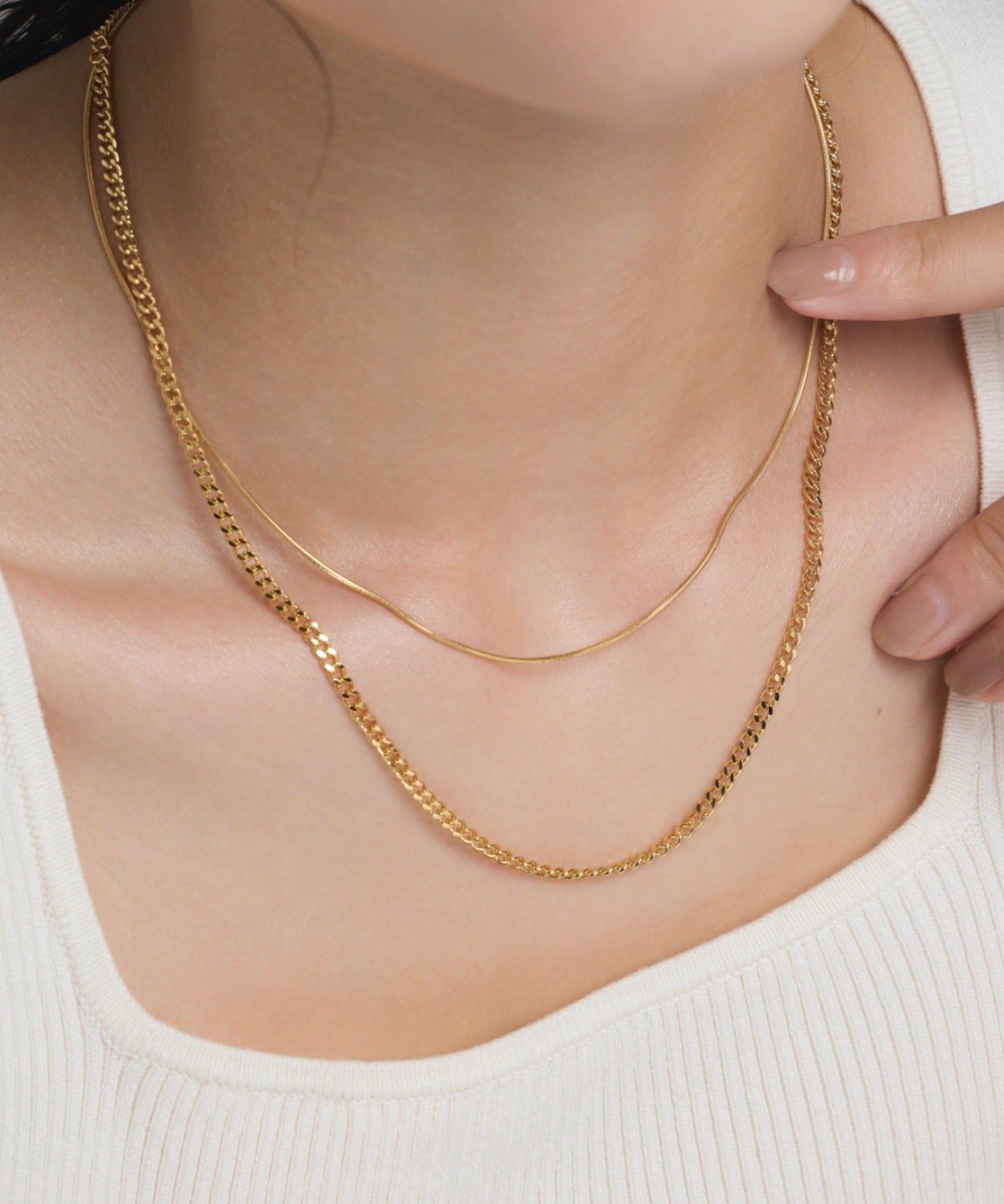 ciite' シーテ ネックレス 【 金属アレルギー対応 】 チェーンネックレス 2セット サージカルステンレス （38～43cm, 40～45cm）