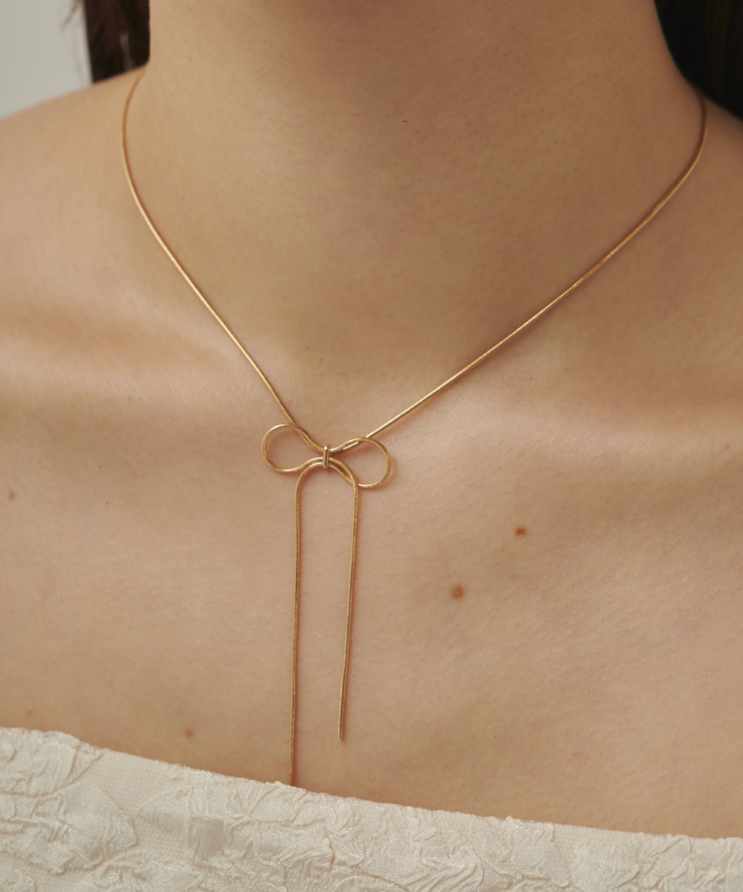 ciite' シーテ ネックレス 【 金属アレルギー対応 】 simple ribbon necklace / シンプル リボン ネックレス サージカルステンレス