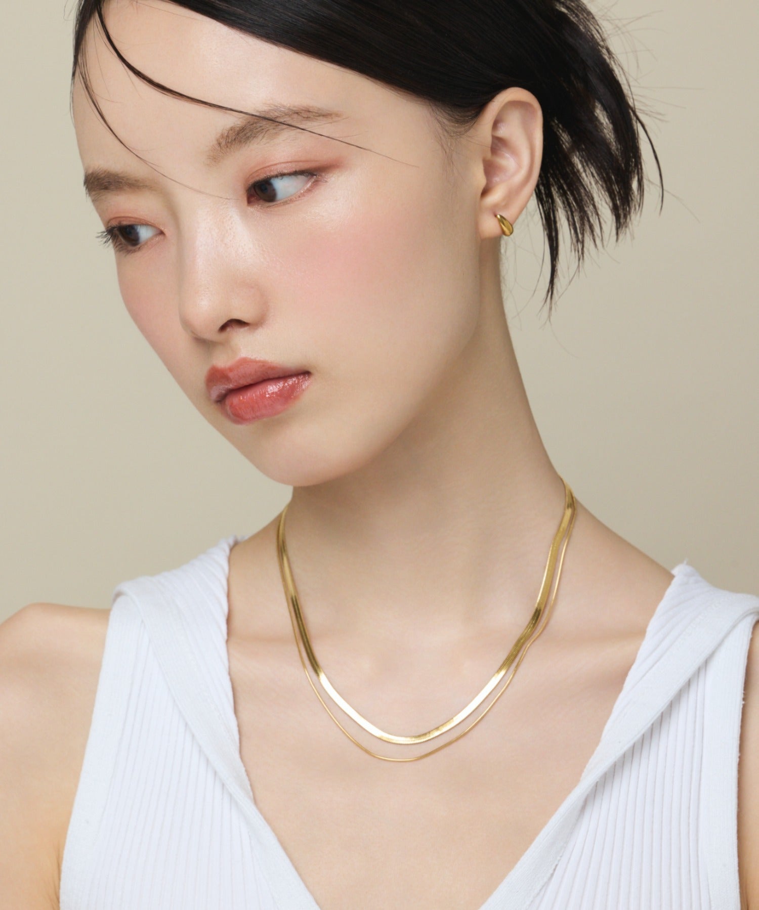 ciite' シーテ ネックレス 【 金属アレルギー対応 】 2連スネークチェーンネックレス サージカルステンレス