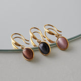 ciite' シーテ ピアス（両耳用） 【 金属アレルギー対応 】 オーバルストーン フックピアス サージカルステンレス (両耳用)