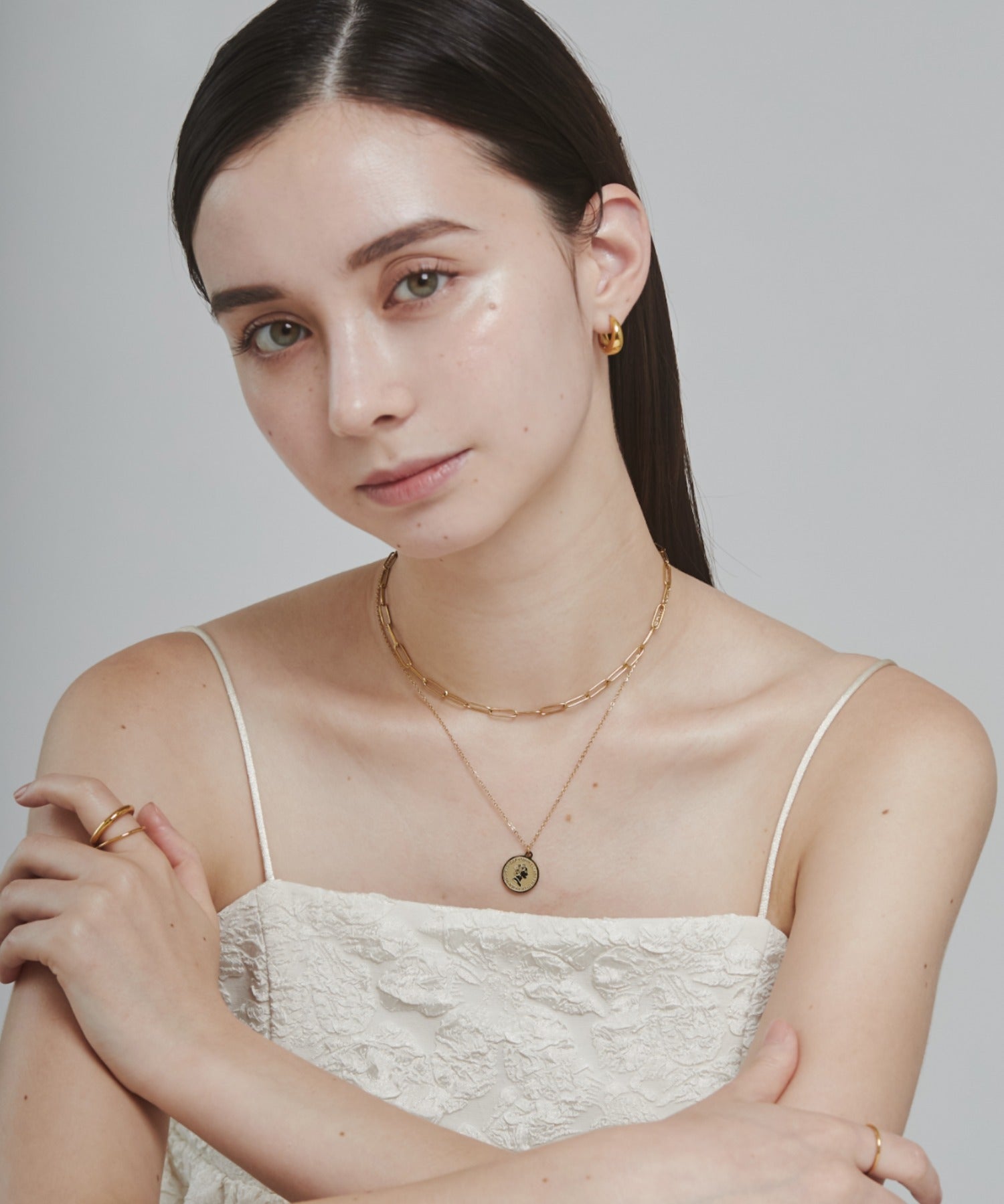 ciite' シーテ ネックレス 【 金属アレルギー対応 】 2連 エリザベス コインネックレス サージカルステンレス