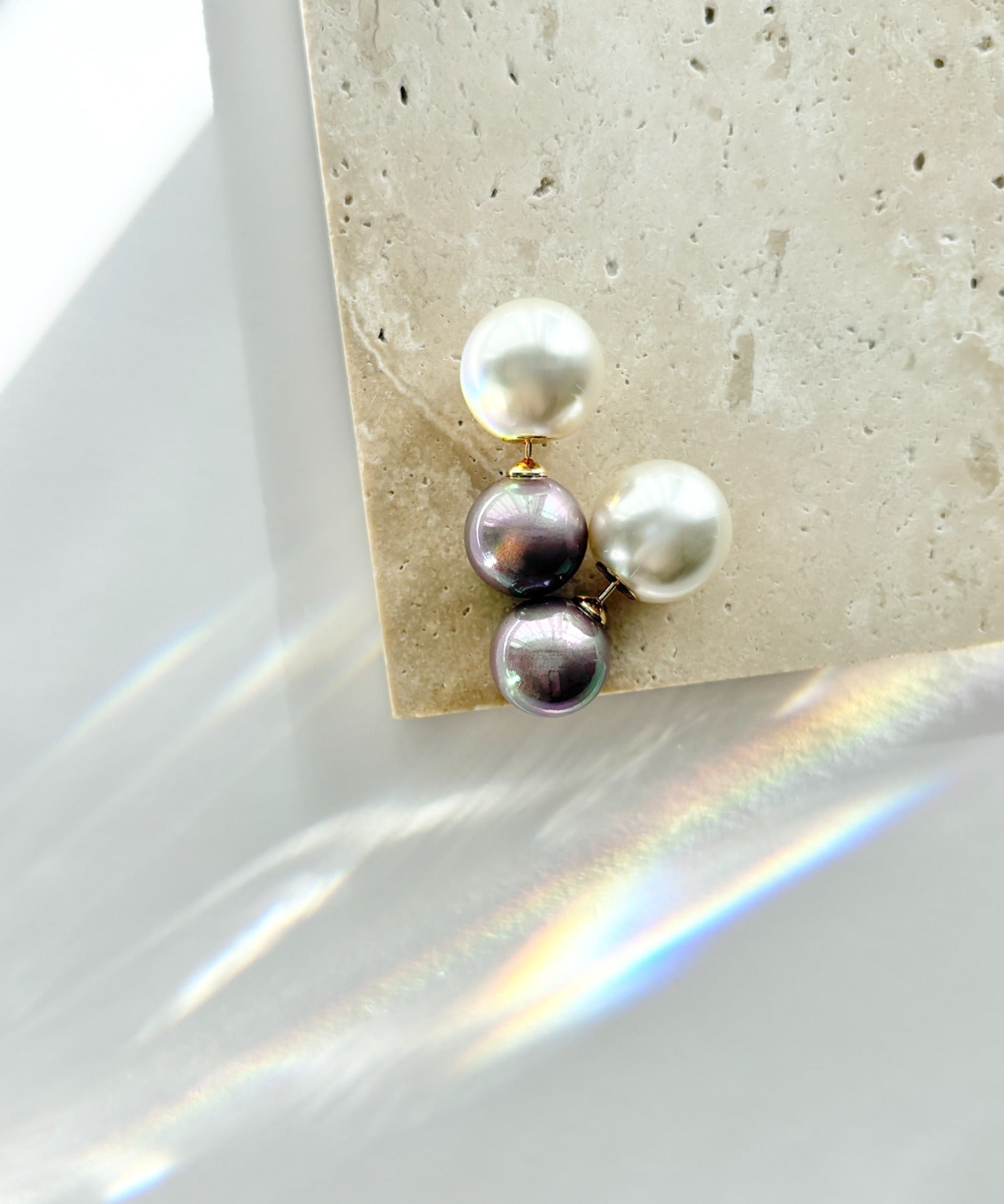 ciite' シーテ ピアス（両耳用） 2way バイカラー ダブルパールピアス