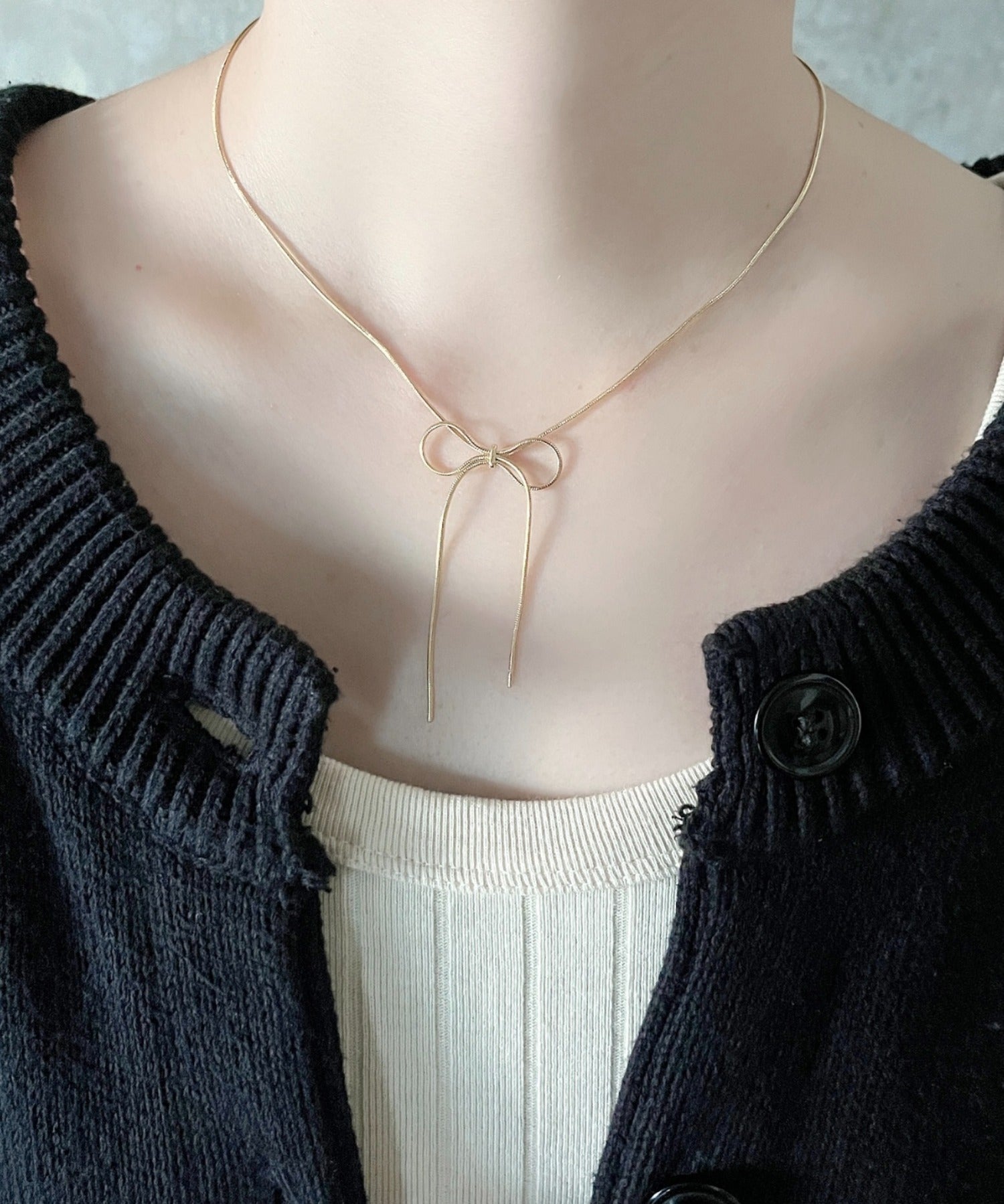 ciite' シーテ ネックレス 【 金属アレルギー対応 】 simple ribbon necklace / シンプル リボン ネックレス サージカルステンレス