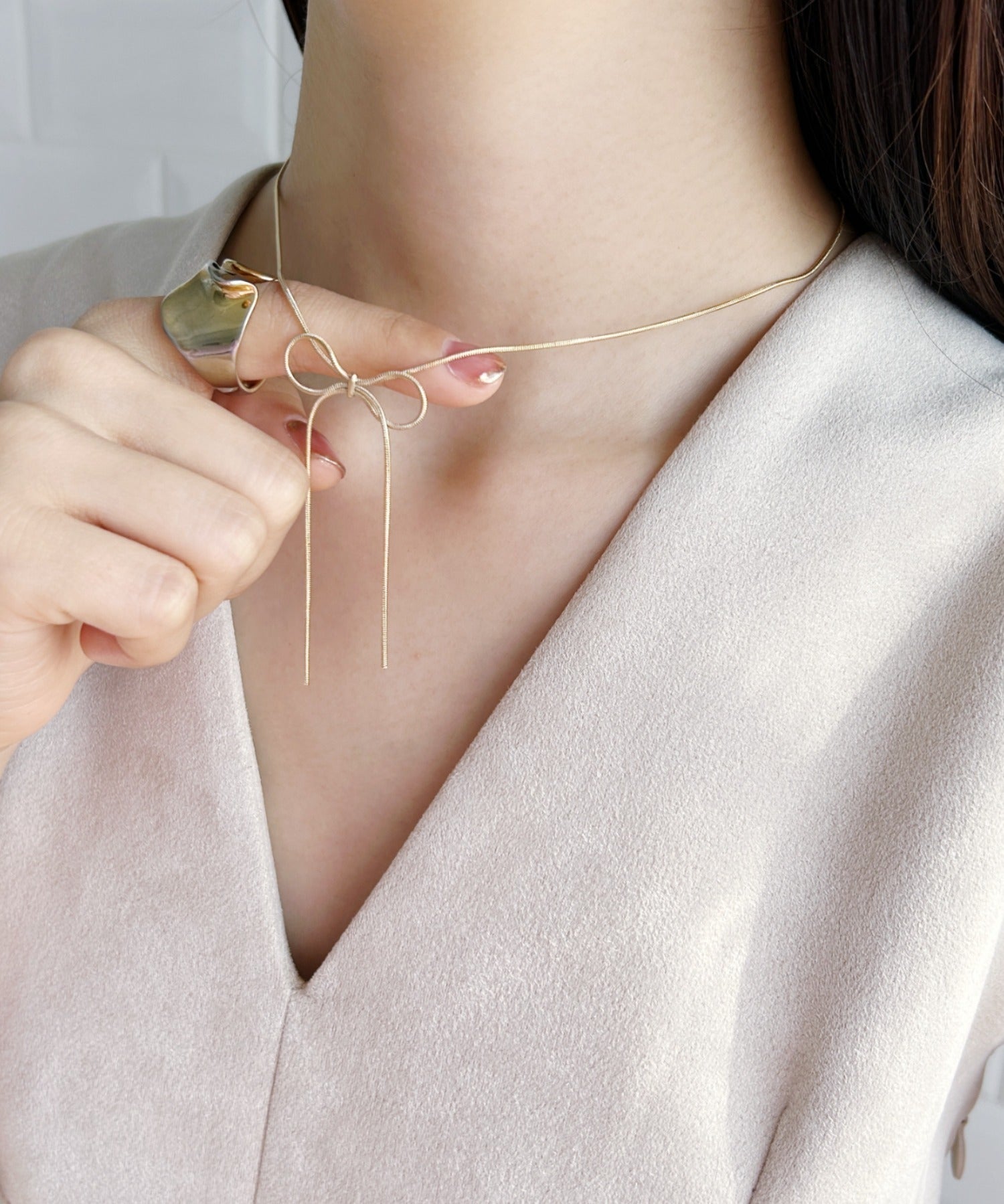 ciite' シーテ ネックレス 【 金属アレルギー対応 】 simple ribbon necklace / シンプル リボン ネックレス サージカルステンレス