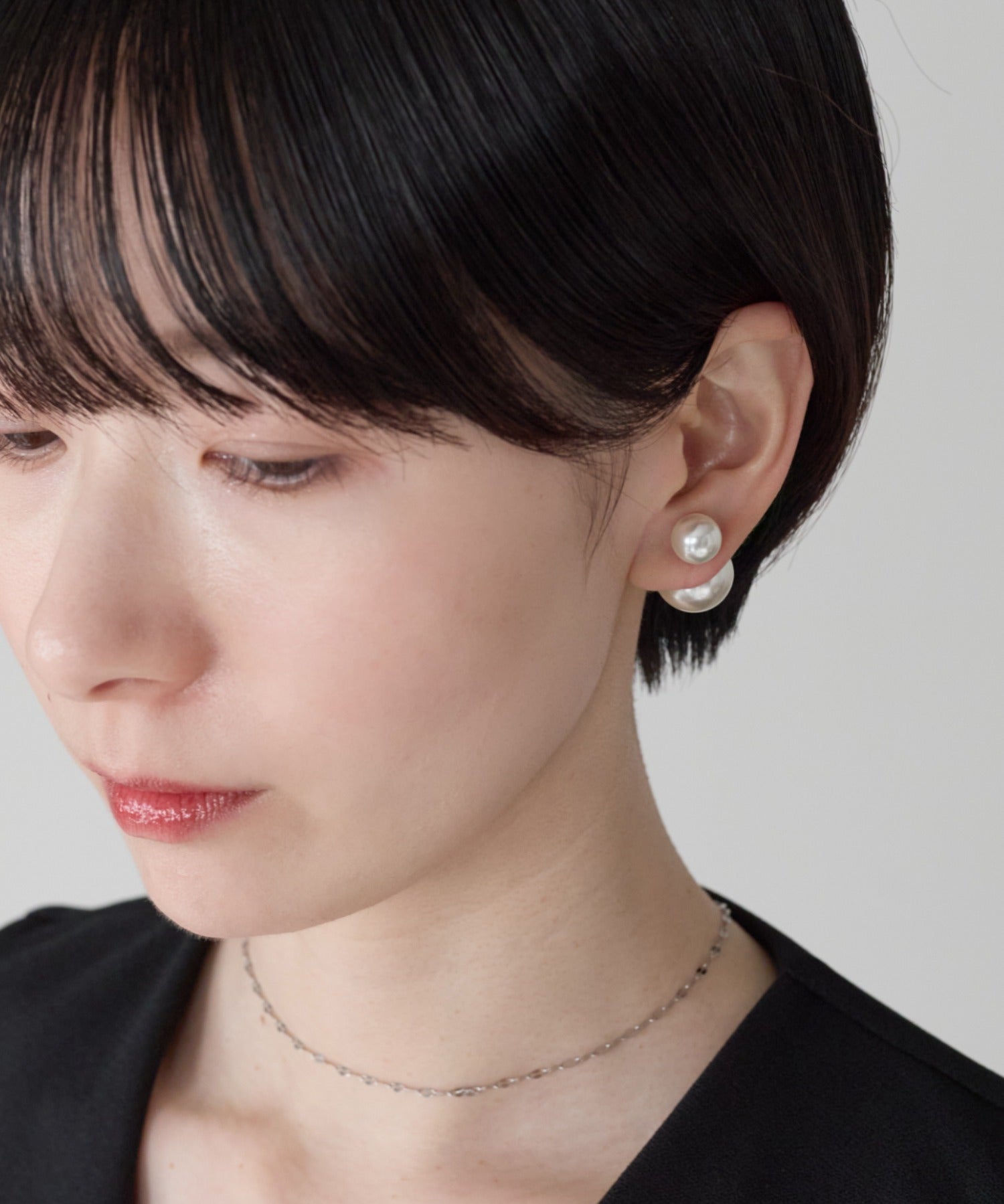 ciite' シーテ ピアス（両耳用） 2way ダブルパールピアス
