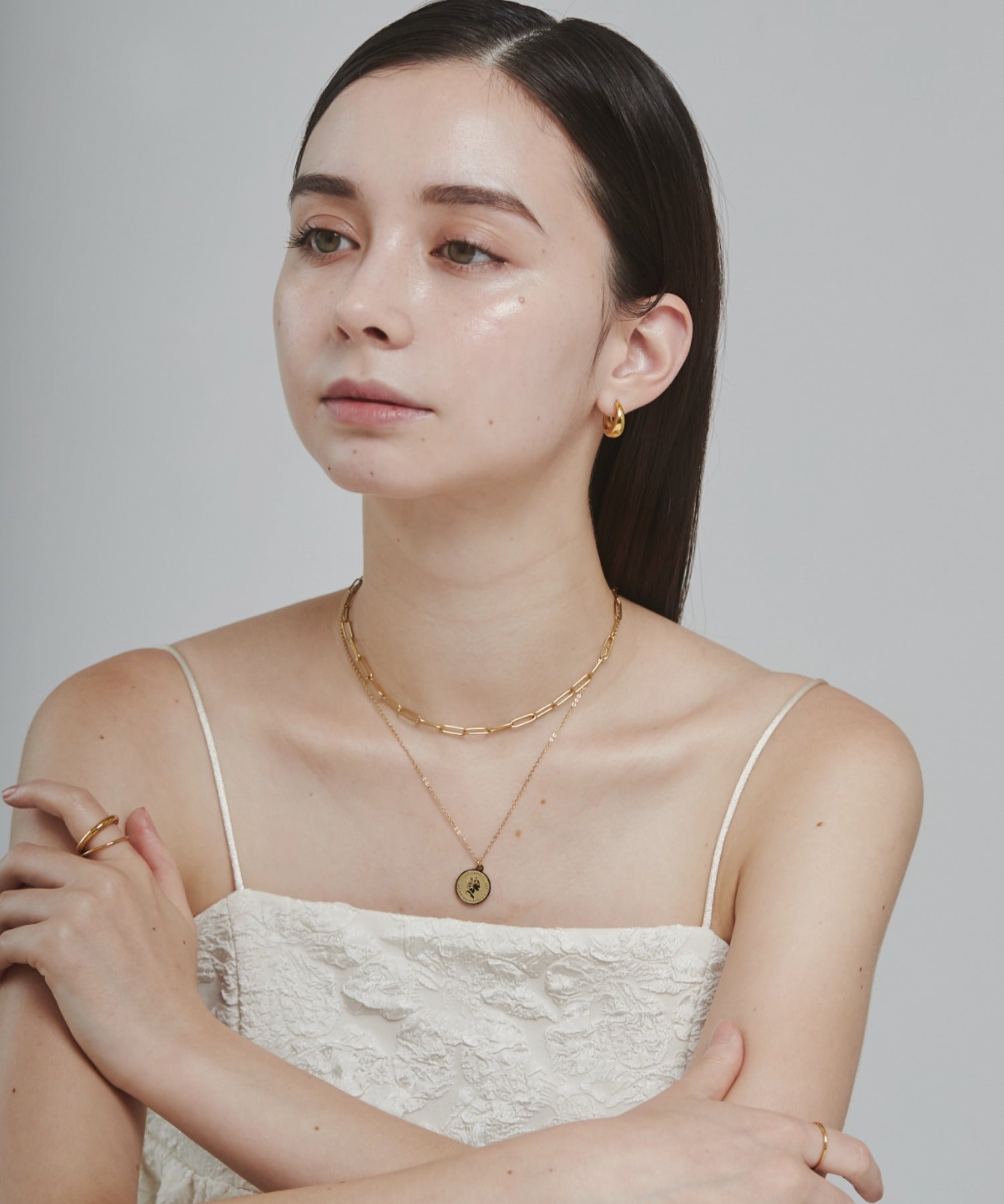 ciite' シーテ ネックレス 【 金属アレルギー対応 】 2連 エリザベス コインネックレス サージカルステンレス