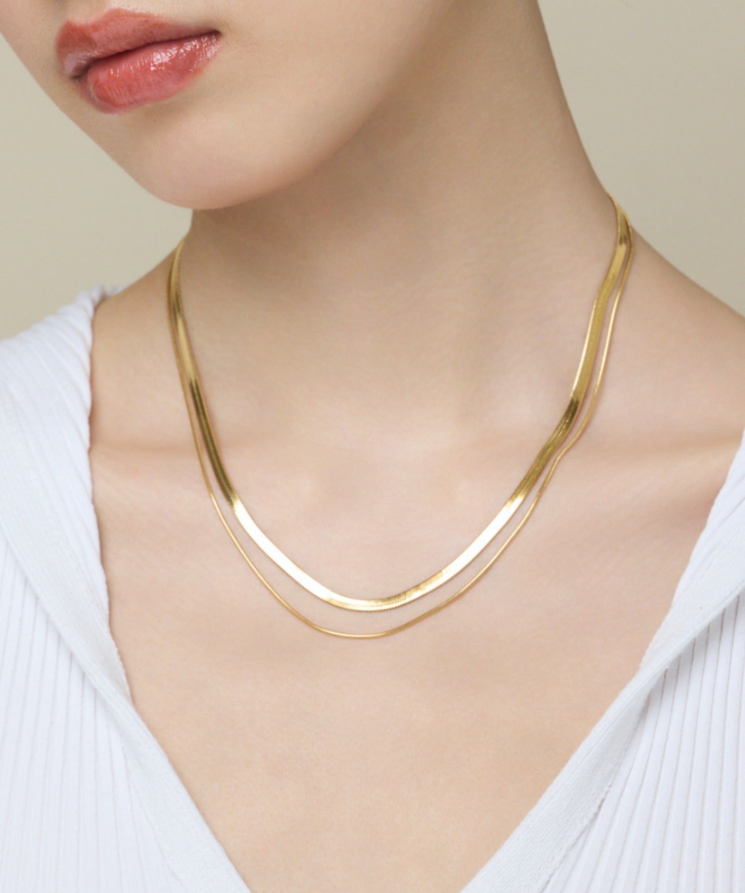 ciite' シーテ ネックレス 【 金属アレルギー対応 】 2連スネークチェーンネックレス サージカルステンレス