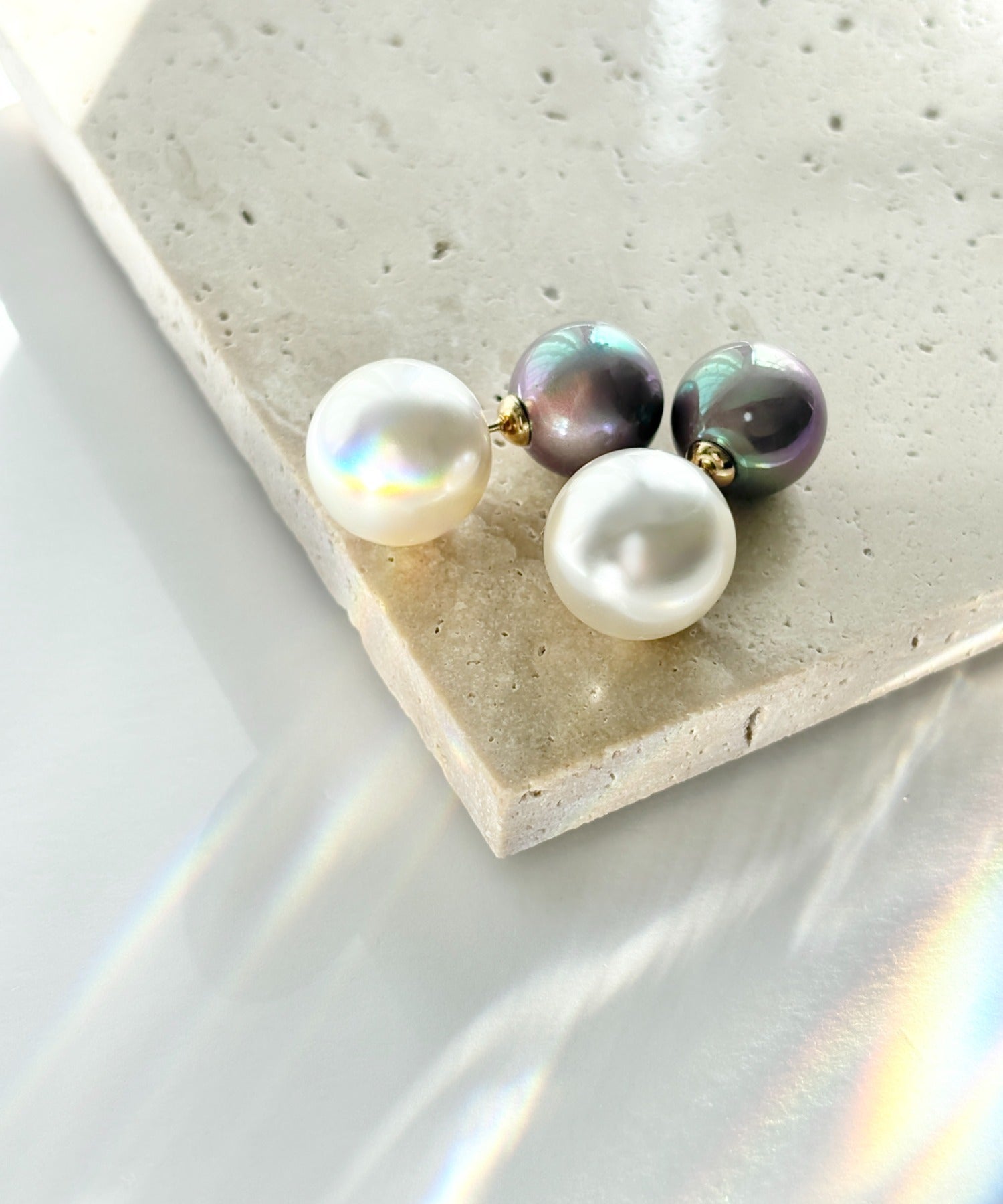 ciite' シーテ ピアス（両耳用） 2way バイカラー ダブルパールピアス