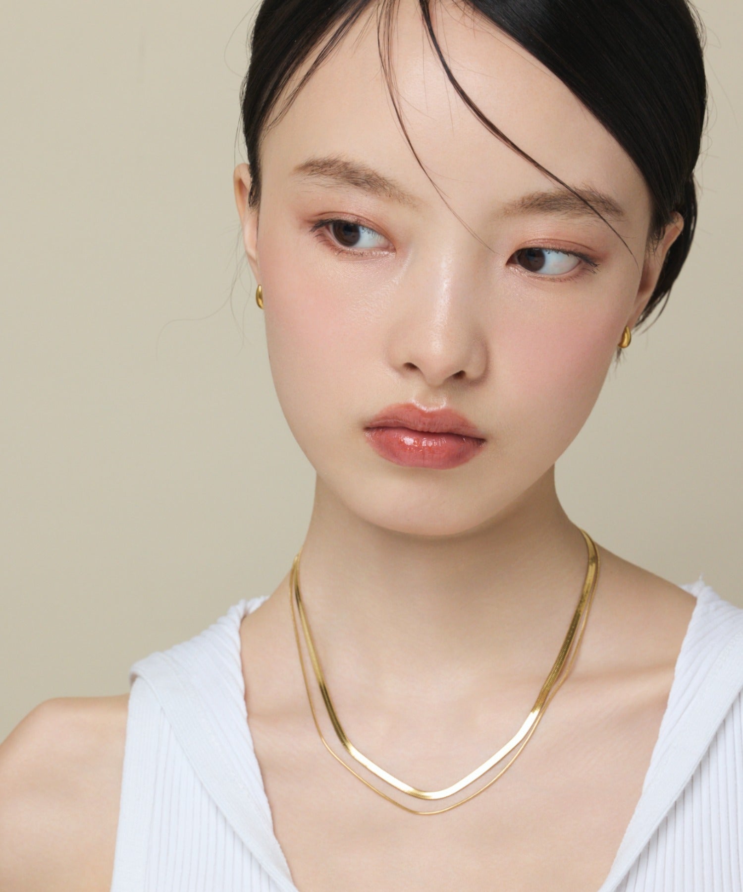 ciite' シーテ ネックレス 【 金属アレルギー対応 】 2連スネークチェーンネックレス サージカルステンレス