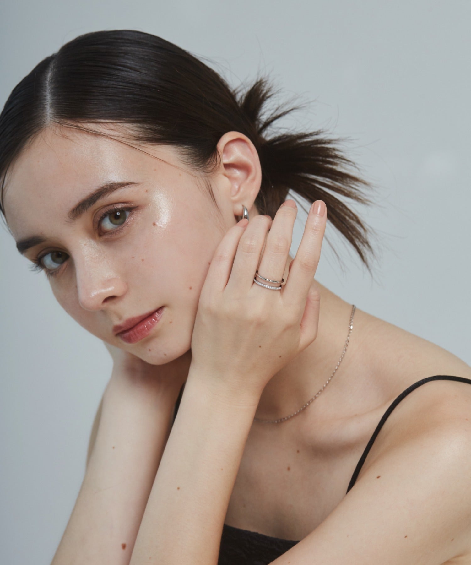 ciite' シーテ リング 【 金属アレルギー対応 】 ビジューダブルリング サージカルステンレス