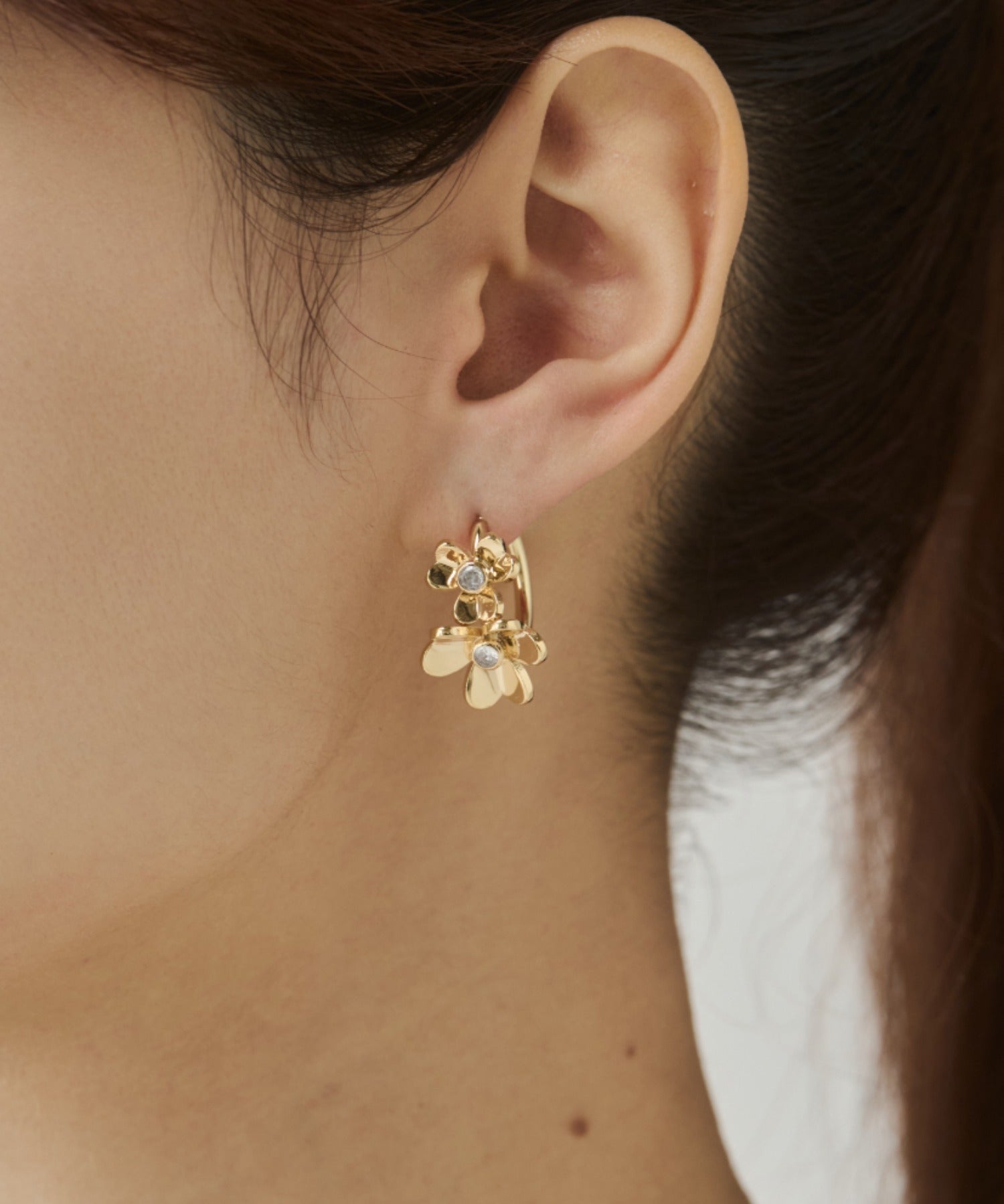 ciite' シーテ ピアス（両耳用） フラワービジュー フープピアス（両耳用）