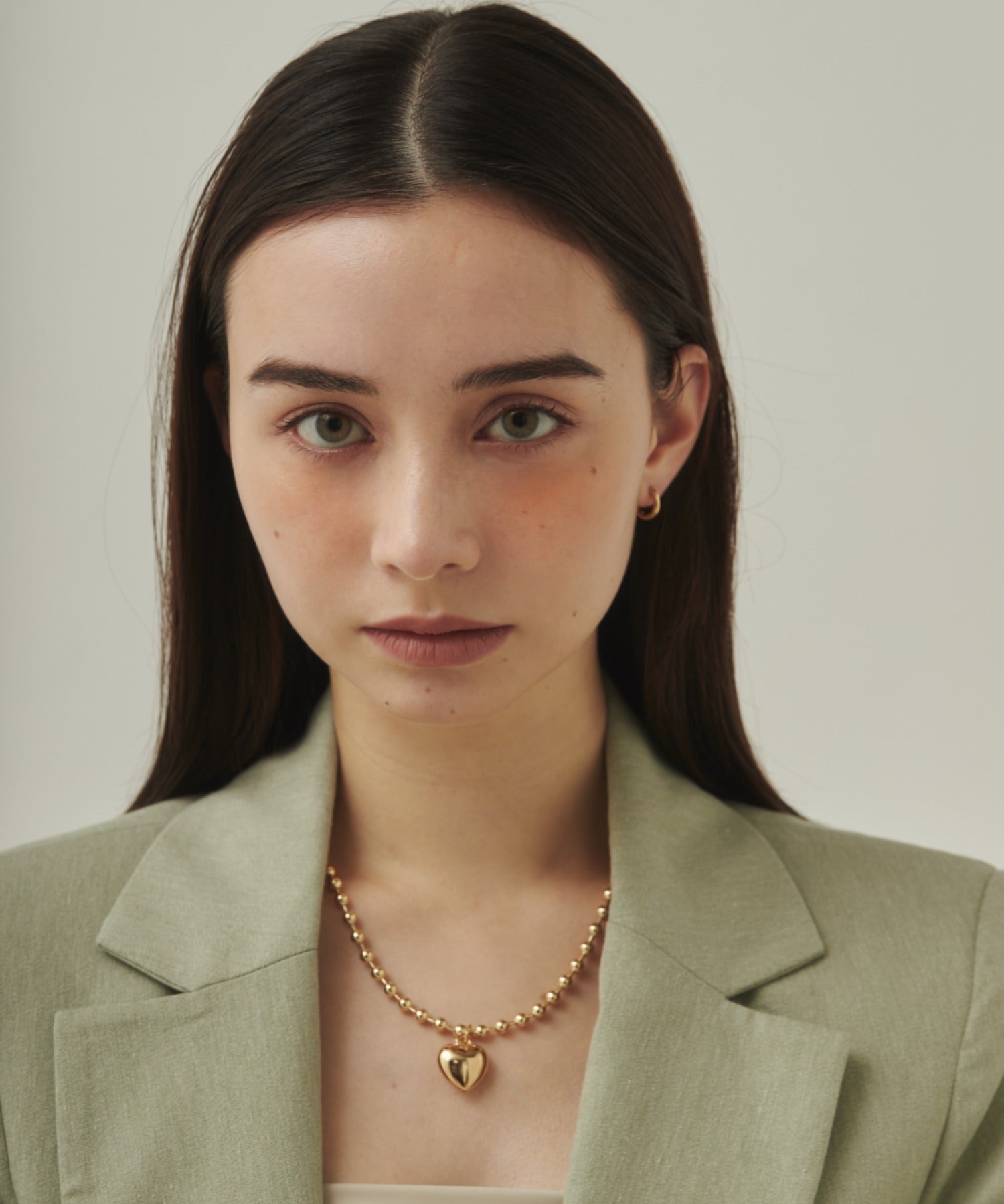 ciite' シーテ ネックレス ぷっくりメタルハート ＆ ボールチェーンネックレス