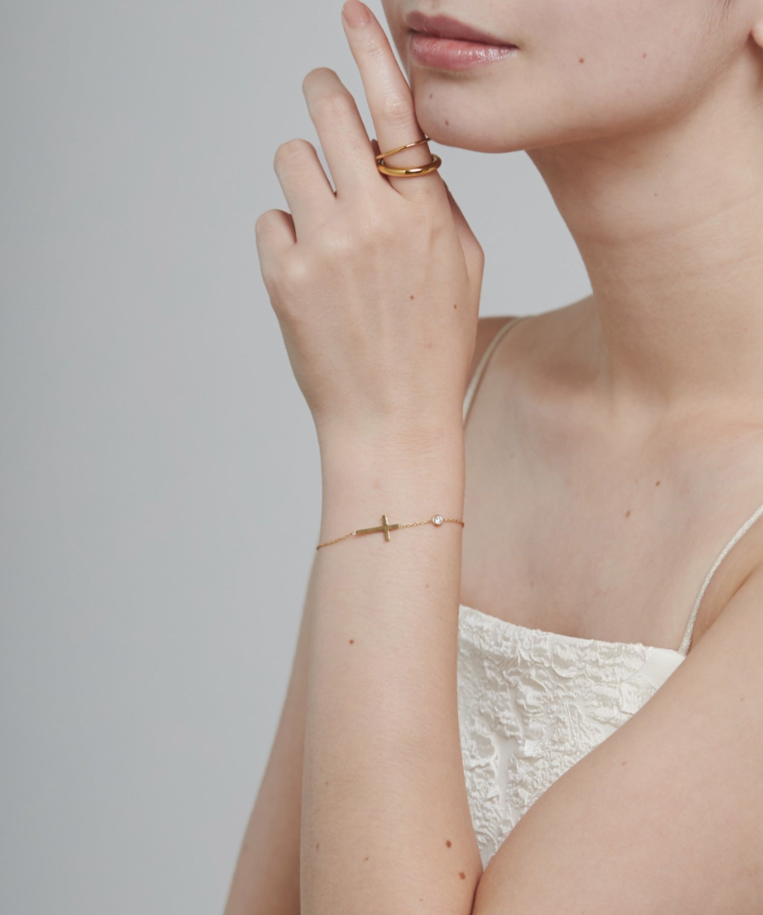 ciite' シーテ ブレスレット 【 金属アレルギー対応 】 クロスビジューブレスレット サージカルステンレス