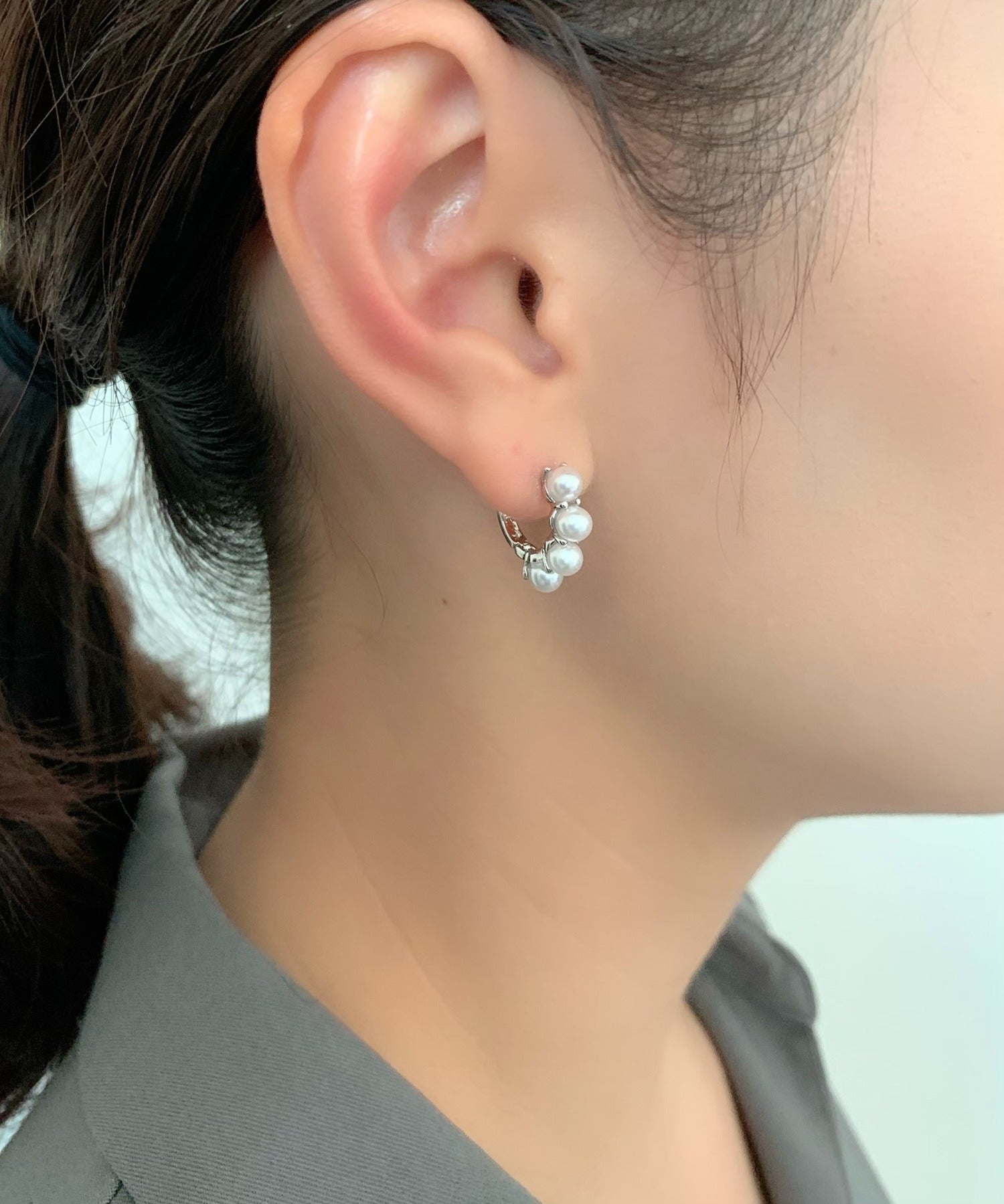 ciite' シーテ ピアス（両耳用） 4連パールフープピアス (両耳用)