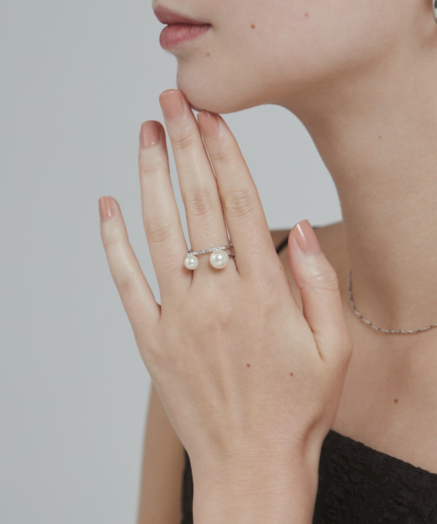 ciite' シーテ リング ビジューダブルパール リング