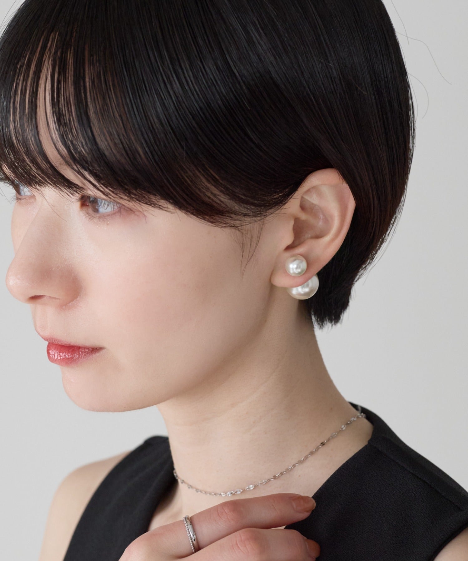 ciite' シーテ ピアス（両耳用） 2way ダブルパールピアス