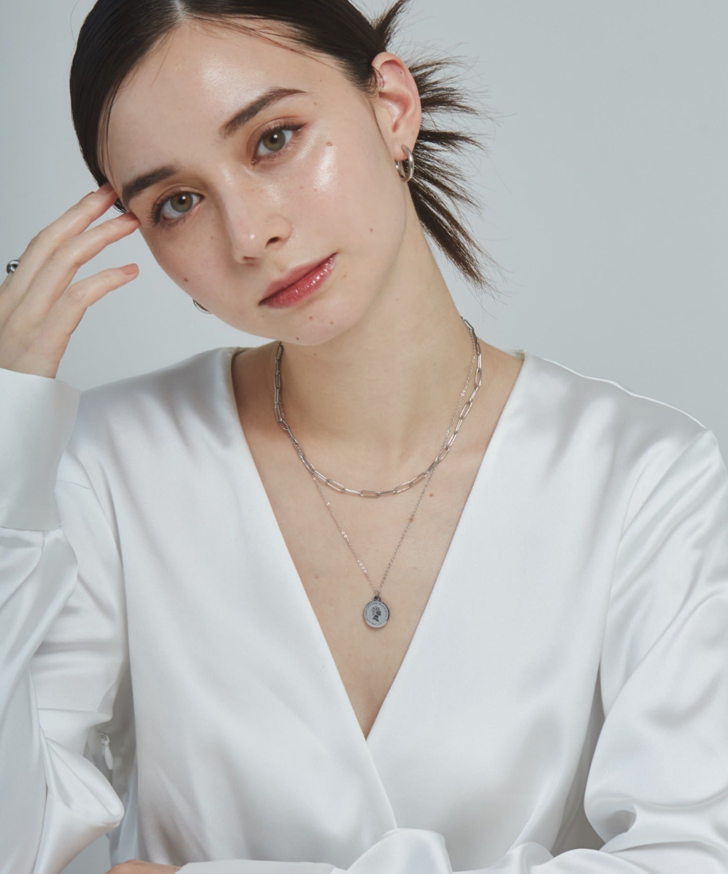 ciite' シーテ ネックレス 【 金属アレルギー対応 】 2連 エリザベス コインネックレス サージカルステンレス