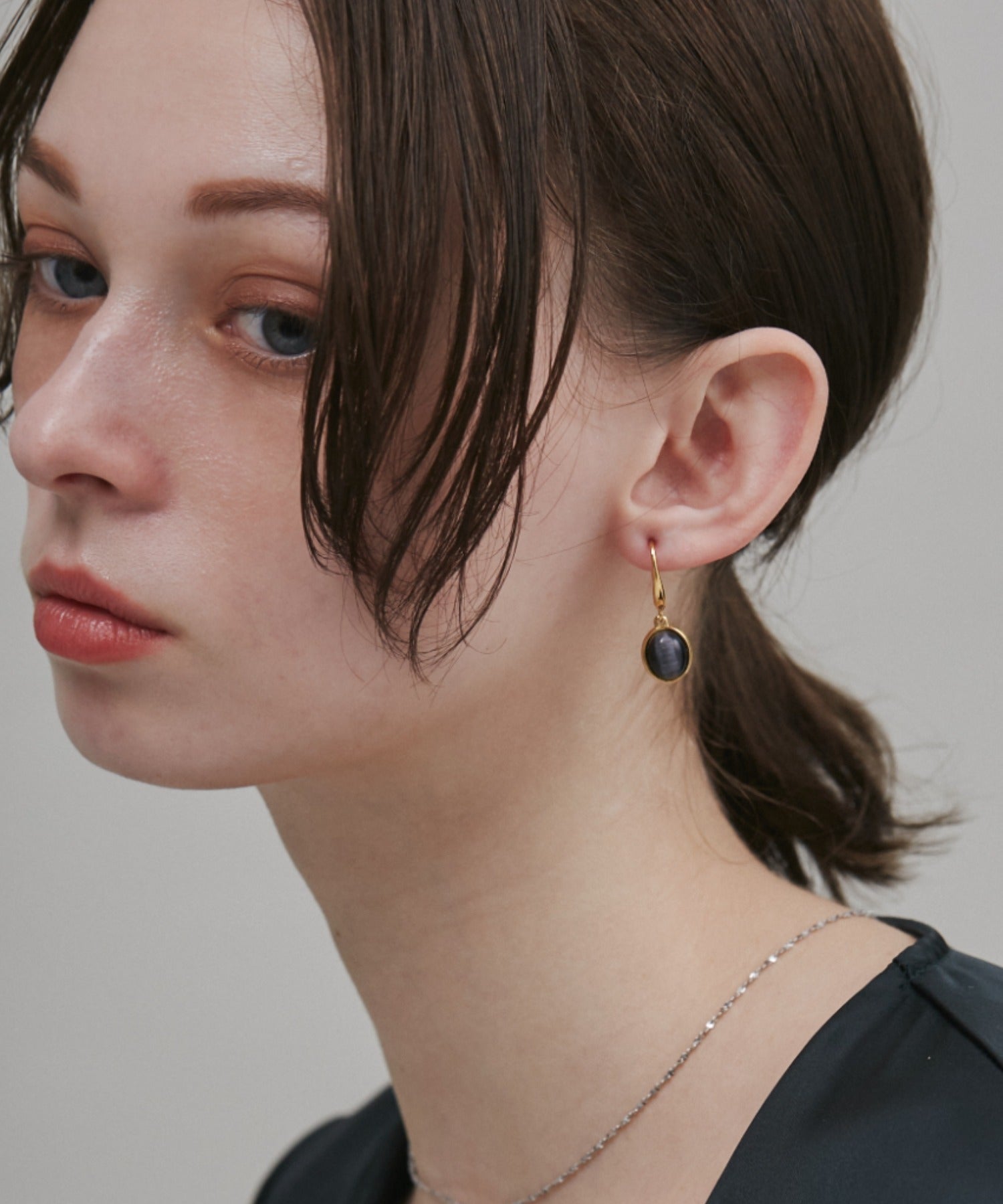 ciite' シーテ ピアス（両耳用） 【 金属アレルギー対応 】 オーバルストーン フックピアス サージカルステンレス (両耳用)