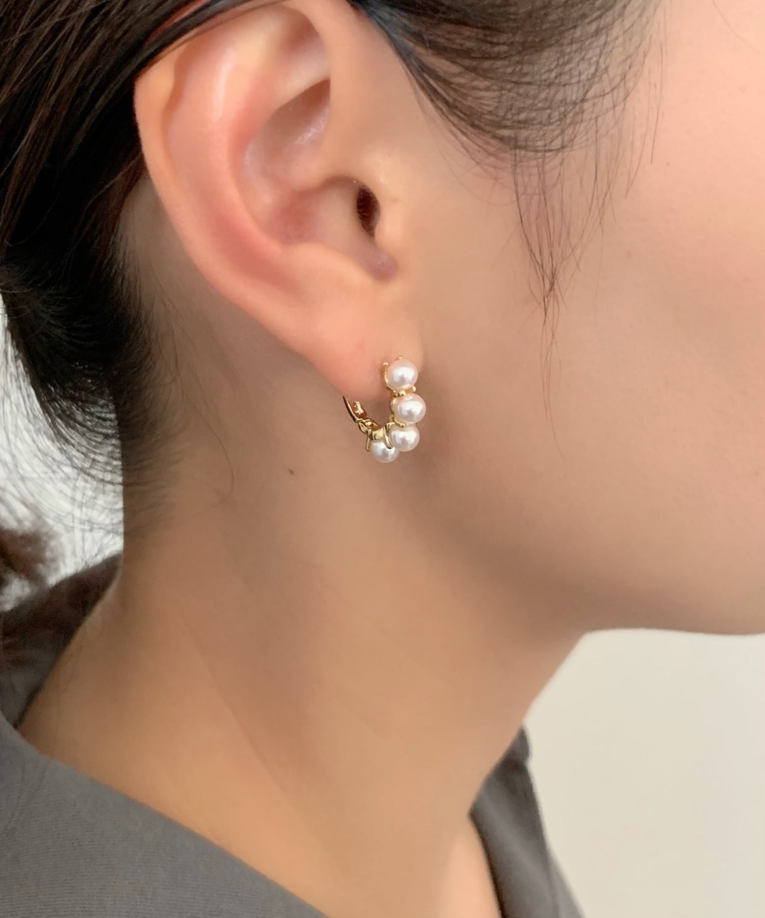 ciite' シーテ ピアス（両耳用） 4連パールフープピアス (両耳用)