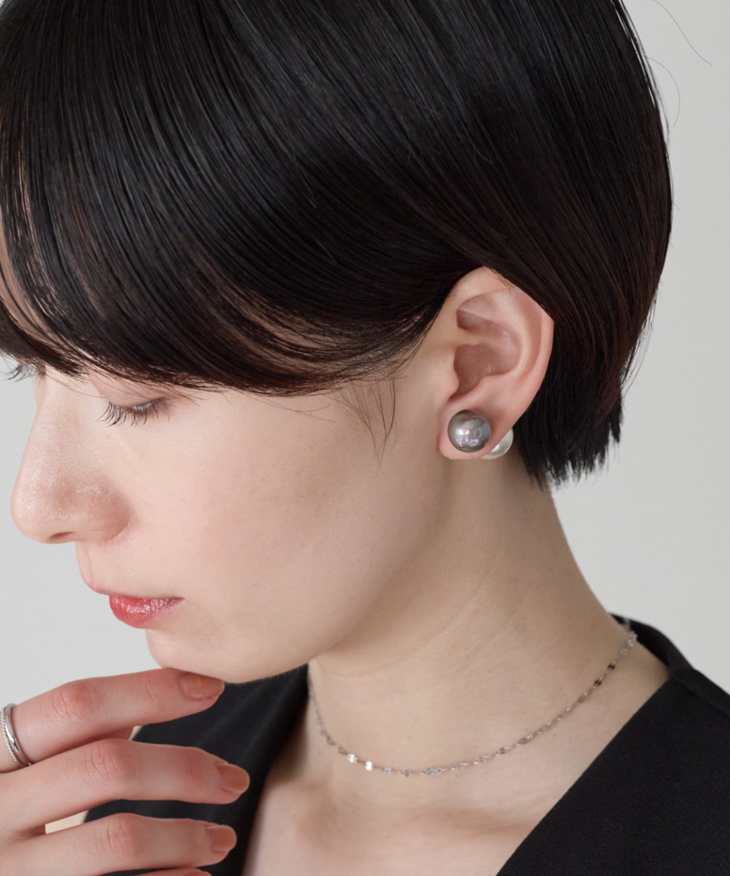 ciite' シーテ ピアス（両耳用） 2way バイカラー ダブルパールピアス