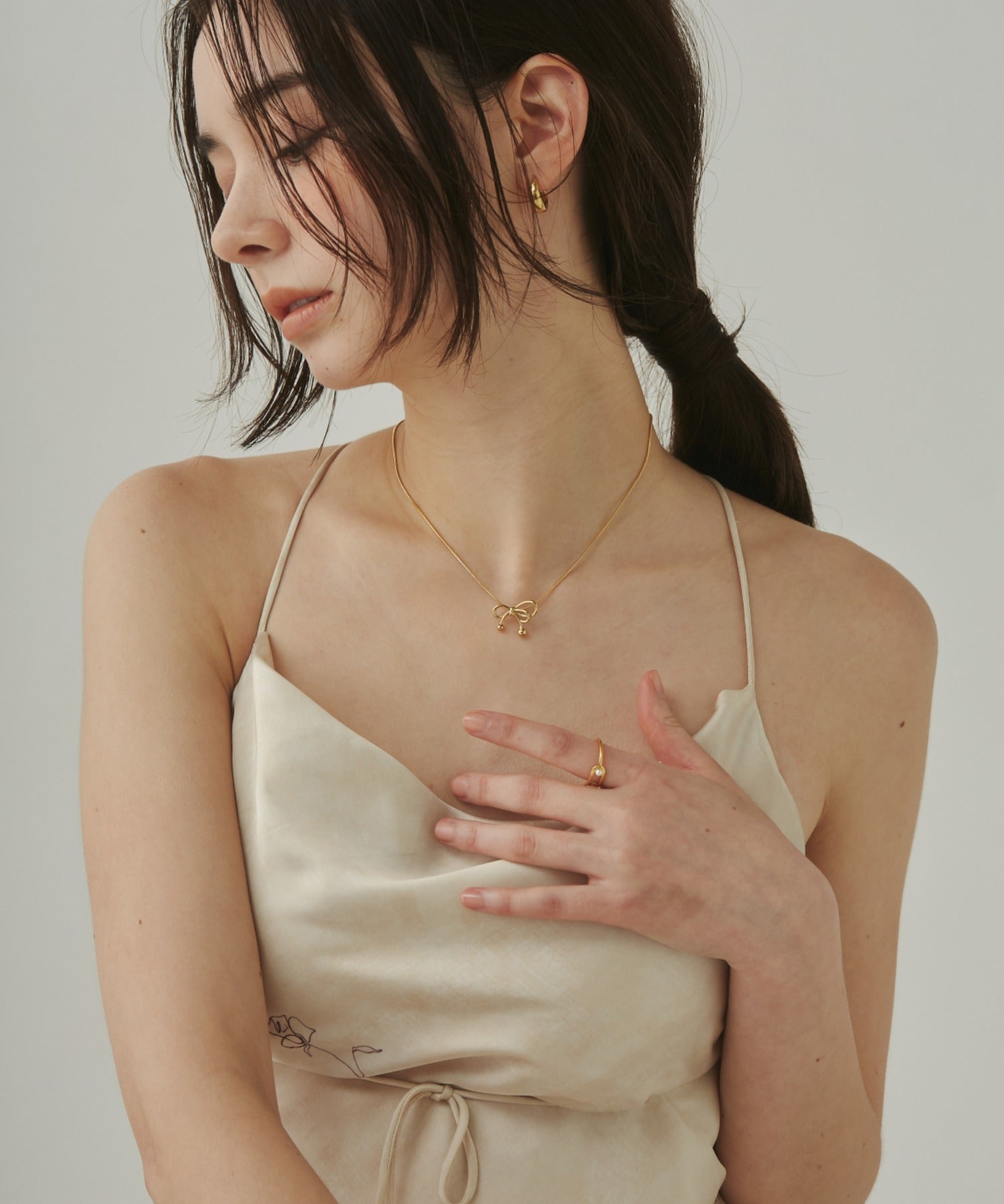 ciite' シーテ ネックレス 【 金属アレルギー対応 】 ミニリボンネックレス サージカルステンレス