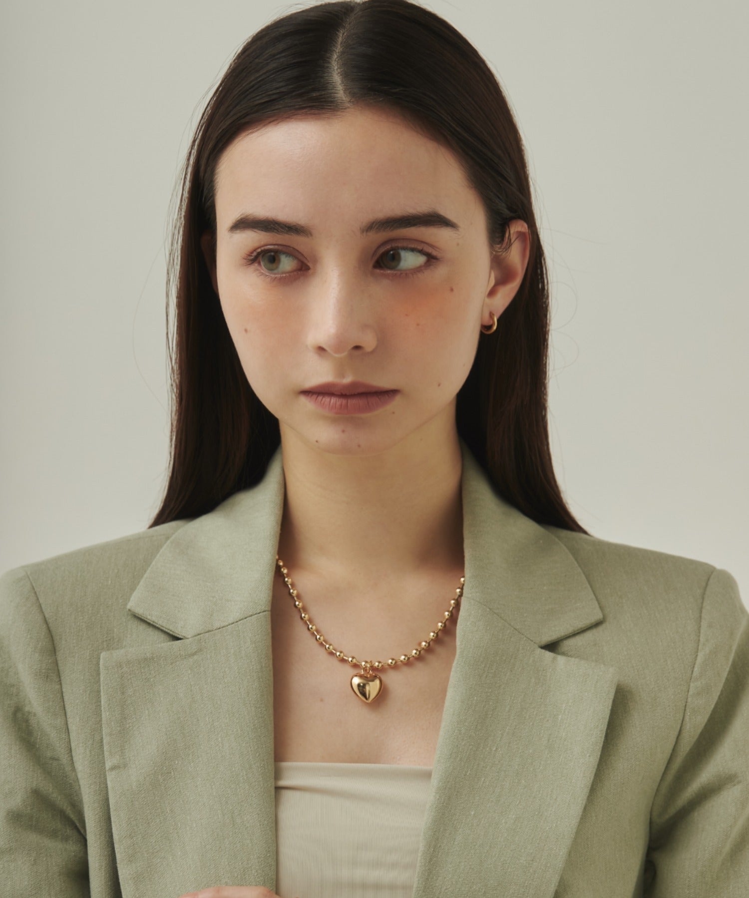 ciite' シーテ ネックレス ぷっくりメタルハート ＆ ボールチェーンネックレス