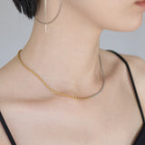 【 金属アレルギー対応 】 ゴールド x シルバー ミックスチェーン ネックレス サージカルステンレス