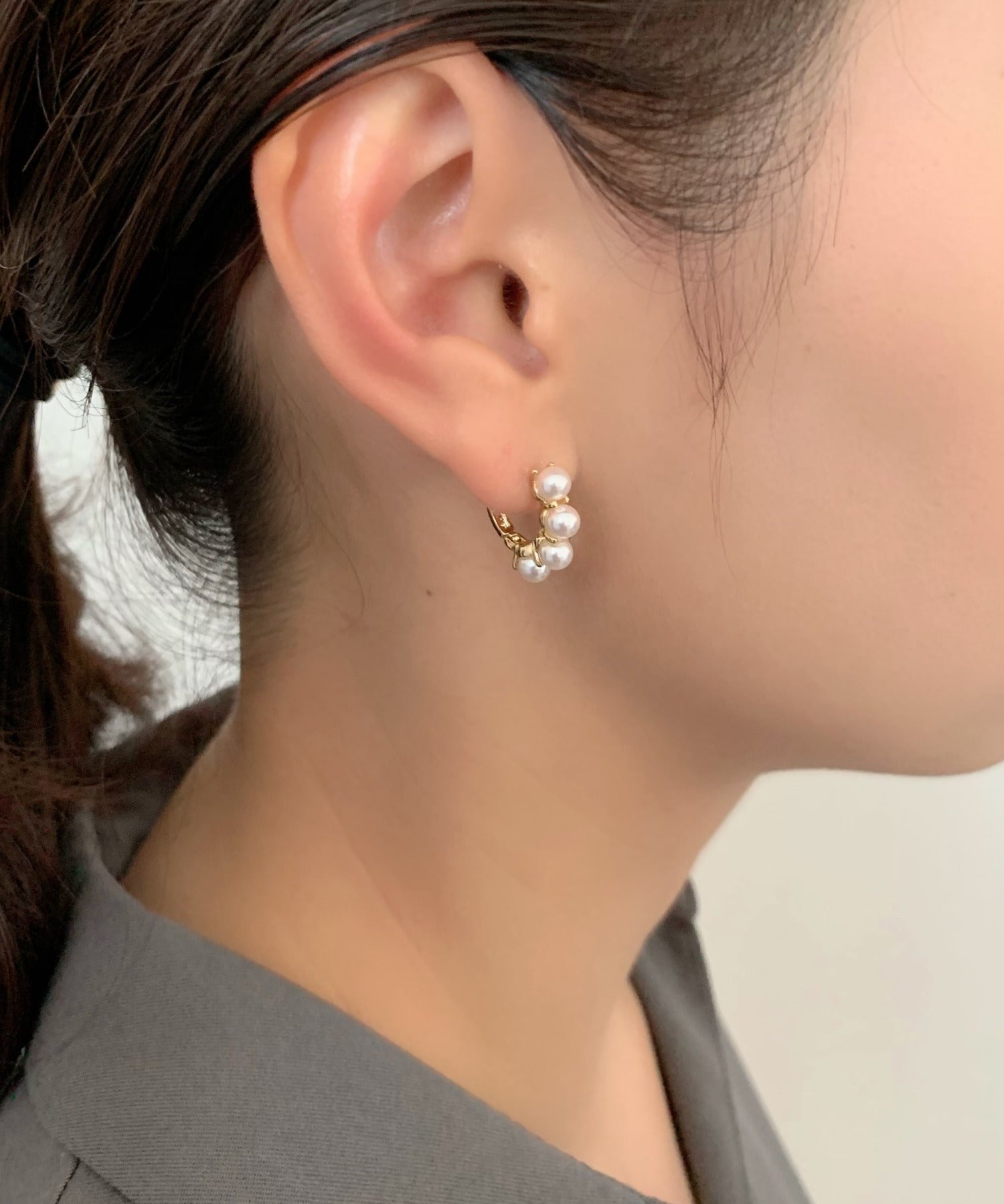 ciite' シーテ ピアス（両耳用） 4連パールフープピアス (両耳用)