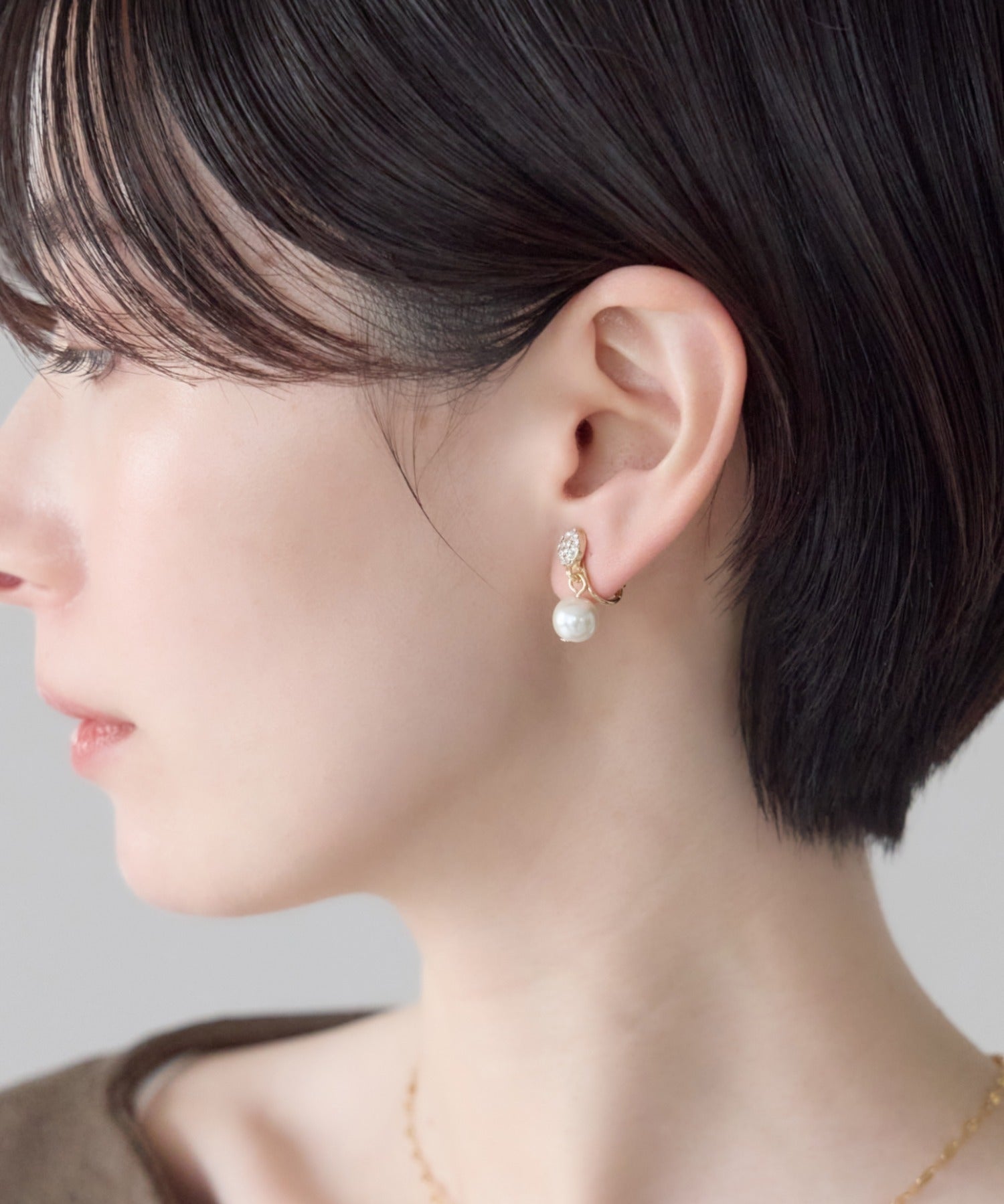 ciite' シーテ イヤリング シリコン付 デザインビジューパール イヤリング