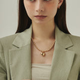 ciite' シーテ ネックレス ぷっくりメタルハート ＆ ボールチェーンネックレス