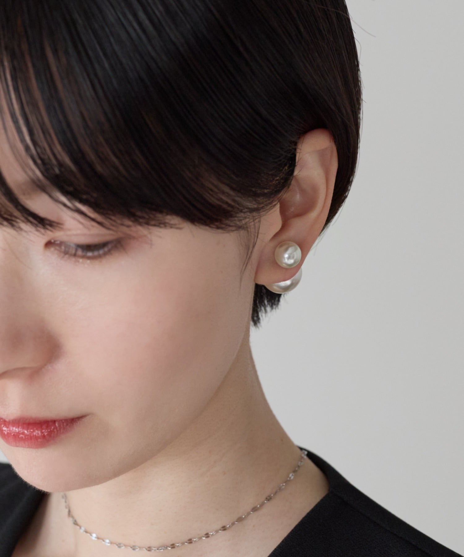 ciite' シーテ ピアス（両耳用） 2way ダブルパールピアス