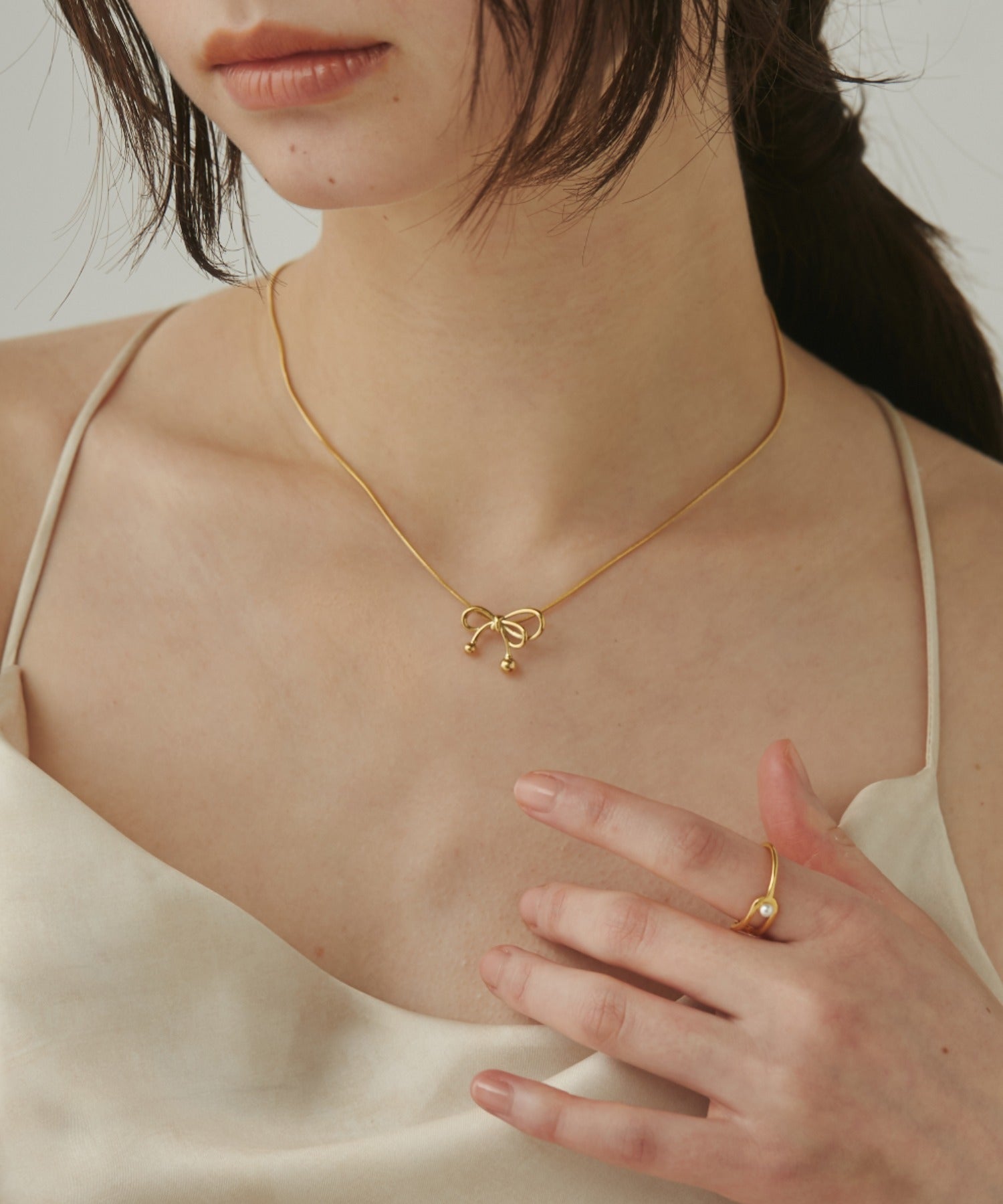 ciite' シーテ ネックレス 【 金属アレルギー対応 】 ミニリボンネックレス サージカルステンレス