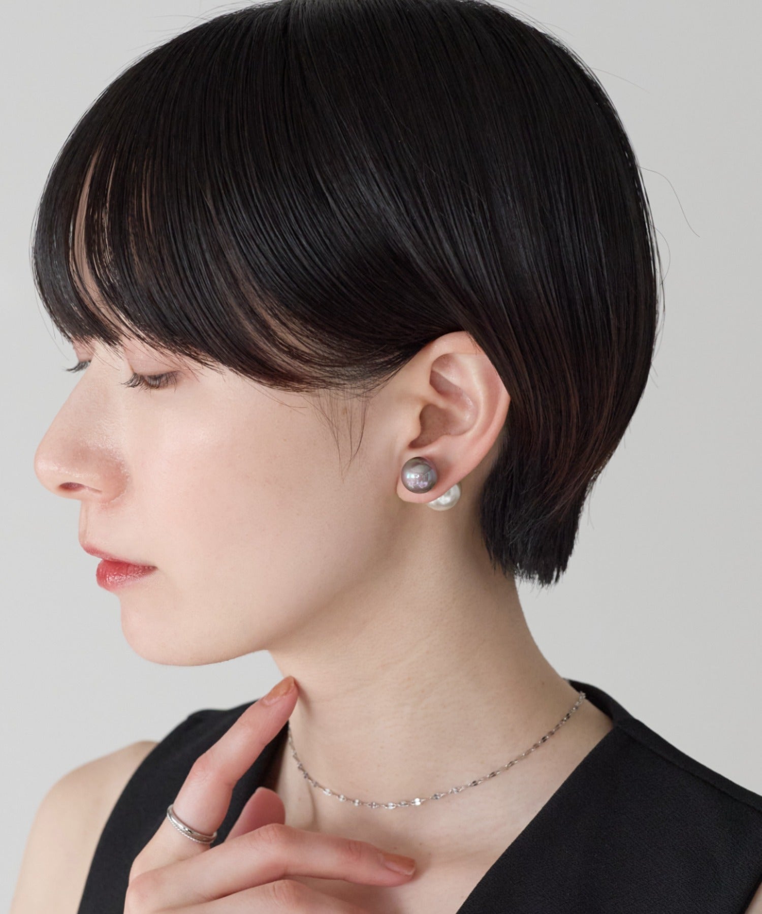 ciite' シーテ ピアス（両耳用） 2way バイカラー ダブルパールピアス