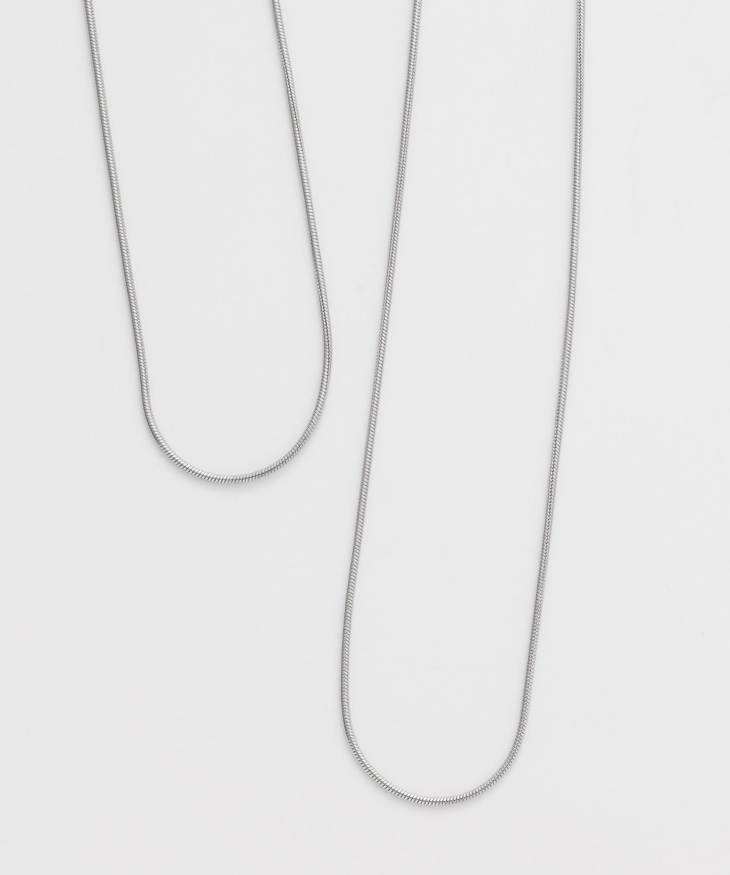 ciite' シーテ ネックレス 【 金属アレルギー対応 】 1mm スネークネックレス 2個セット サージカルステンレス 36～41cm, 39～44cm