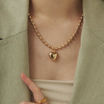 ciite' シーテ ネックレス ぷっくりメタルハート ＆ ボールチェーンネックレス