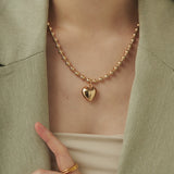 ciite' シーテ ネックレス ぷっくりメタルハート ＆ ボールチェーンネックレス