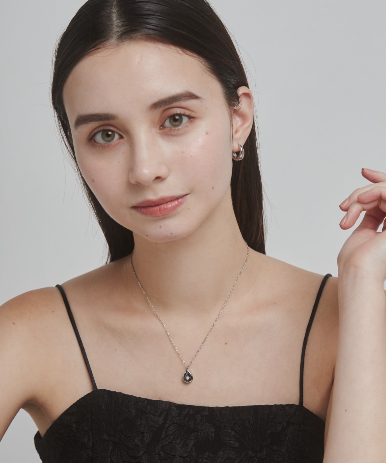 ciite' シーテ ネックレス 【 金属アレルギー対応 】 シズクビジューネックレス サージカルステンレス