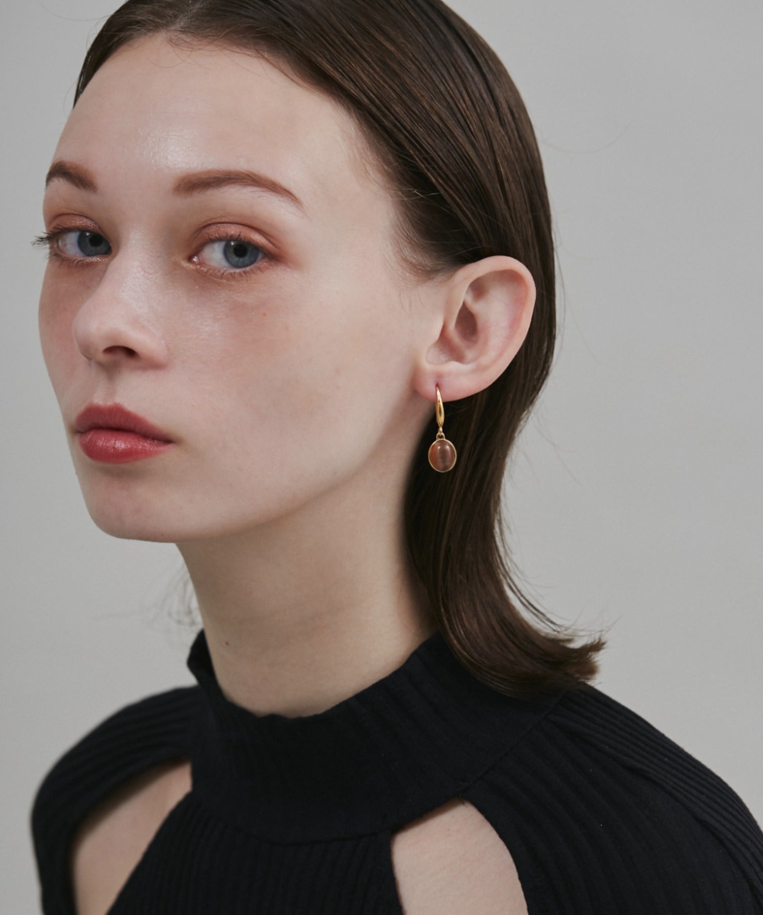 ciite' シーテ ピアス（両耳用） 【 金属アレルギー対応 】 オーバルストーン フックピアス サージカルステンレス (両耳用)