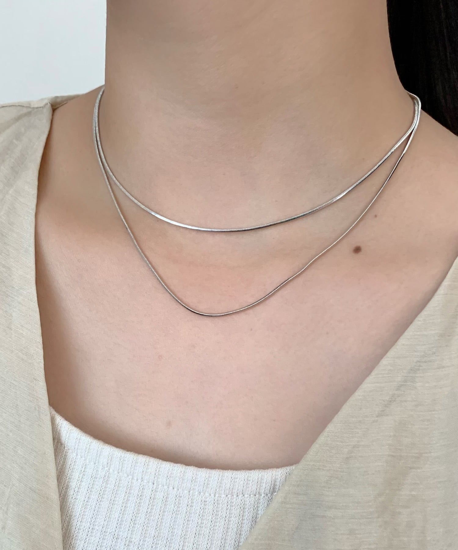 ciite' シーテ ネックレス simple double snake necklace / シンプル2連スネークネックレス（ステンレスver.）