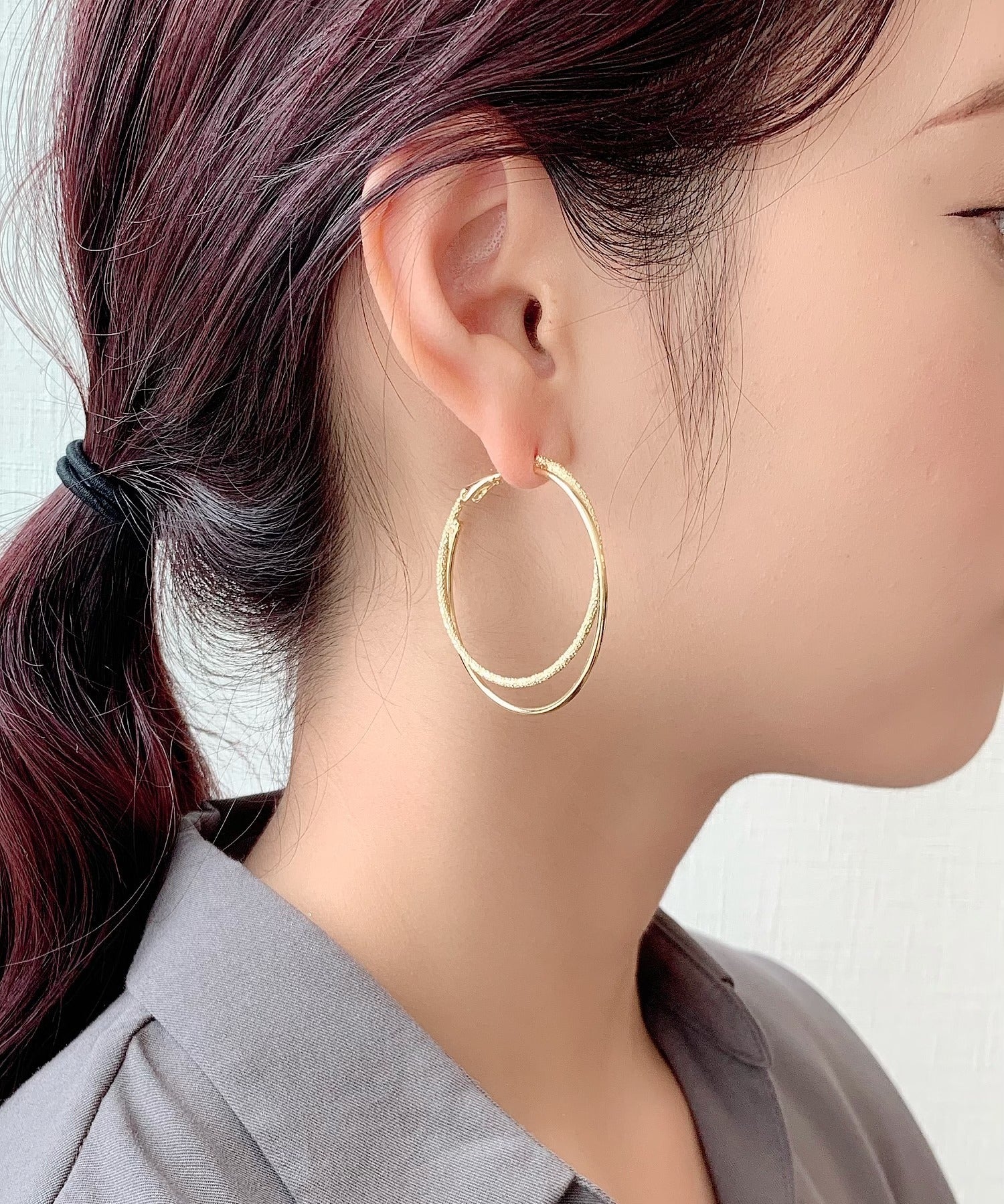 ciite' シーテ ピアス（両耳用） 【金属アレルギー対応】 大ぶりグリッターフープピアス (両耳用) サージカルステンレス