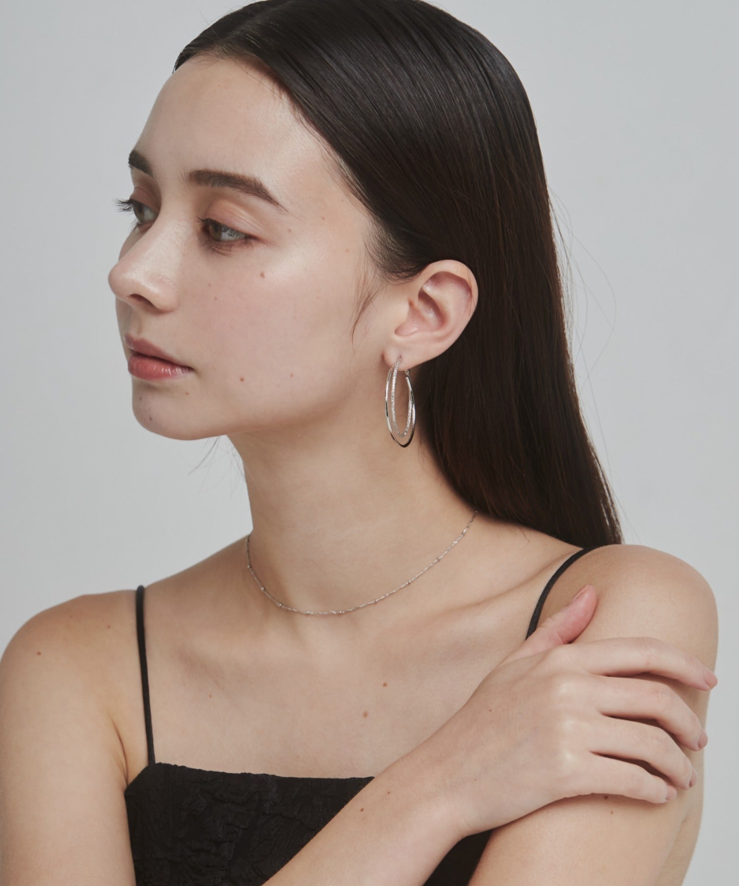 ciite' シーテ ピアス（両耳用） 【金属アレルギー対応】 大ぶりグリッターフープピアス (両耳用) サージカルステンレス