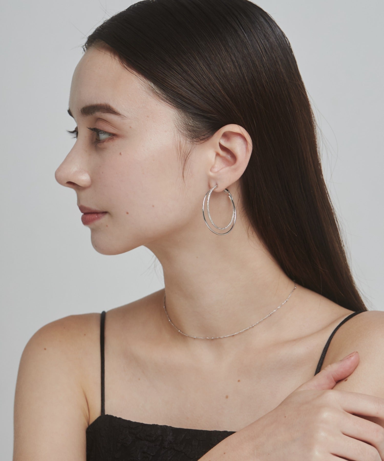 ciite' シーテ ピアス（両耳用） 【金属アレルギー対応】 大ぶりグリッターフープピアス (両耳用) サージカルステンレス